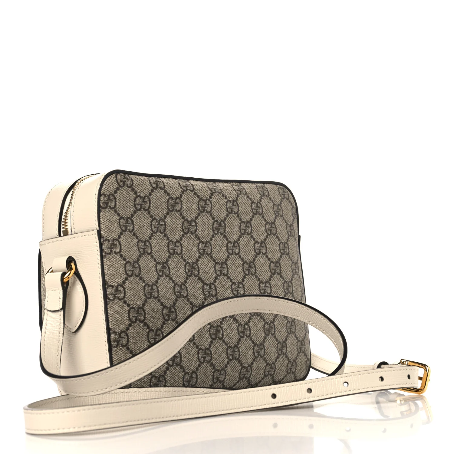 GG Supreme Monogram Small Horsebit 1955 Shoulder Bag Beige Mystic White - Image 3