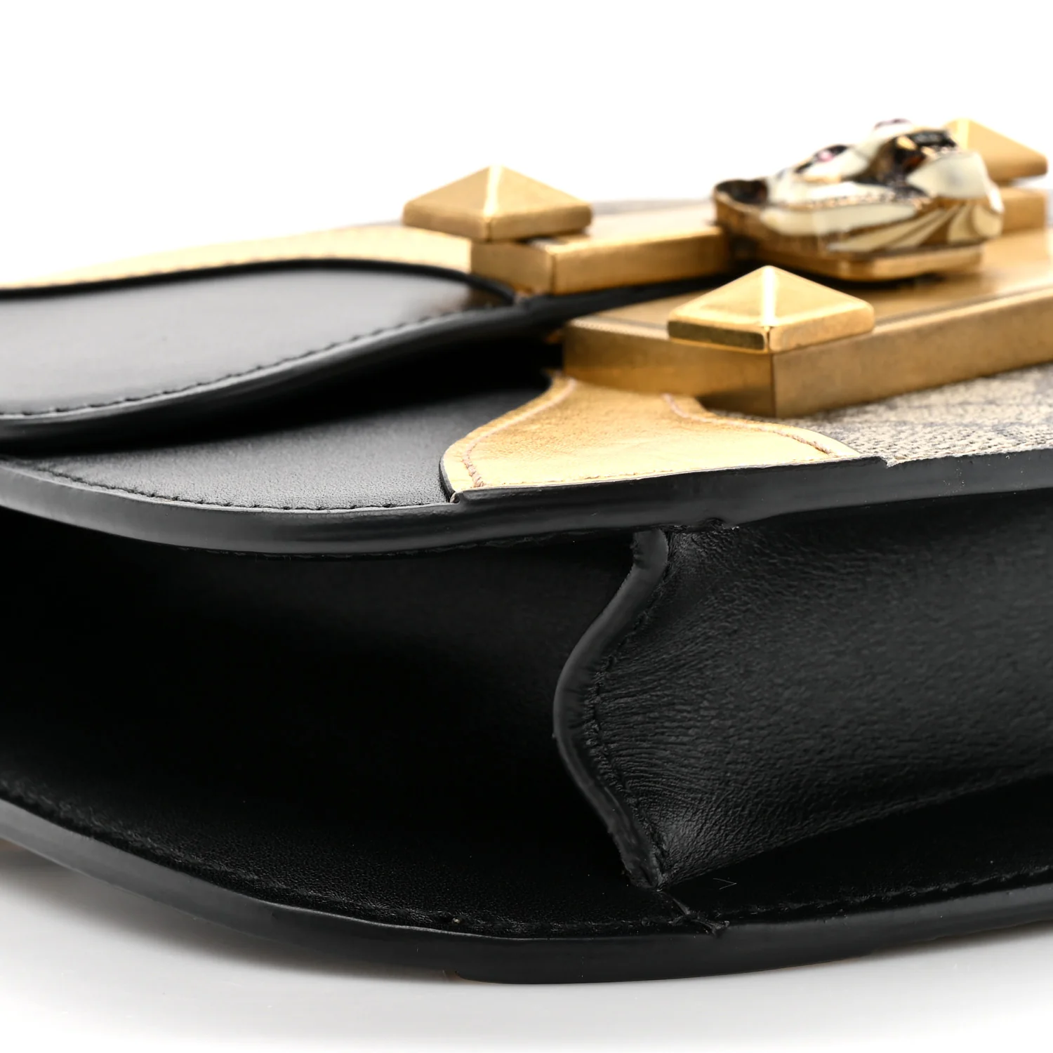 GG Supreme Monogram Small Osiride Shoulder Bag Black Gold - Image 10