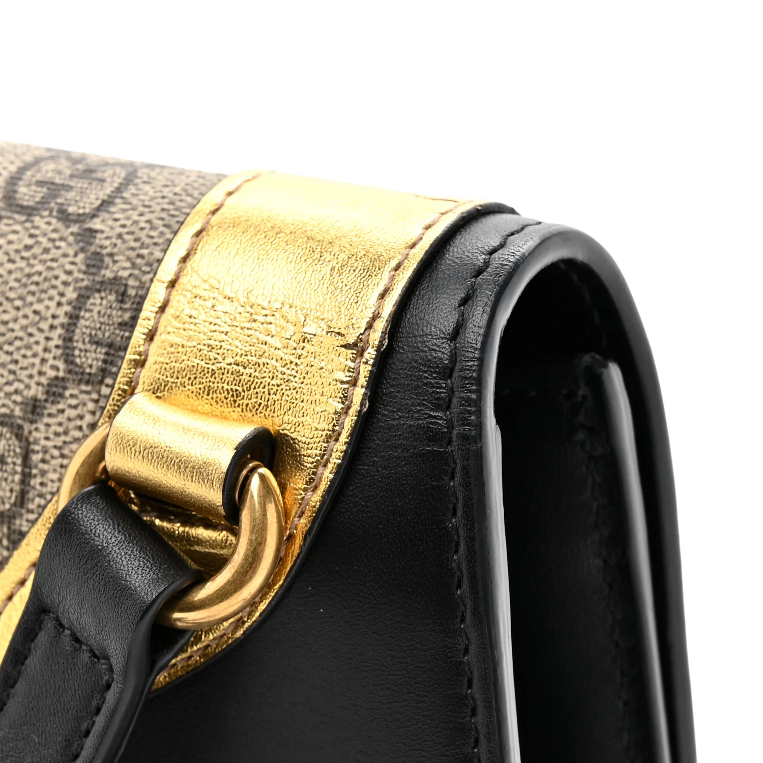 GG Supreme Monogram Small Osiride Shoulder Bag Black Gold - Image 11