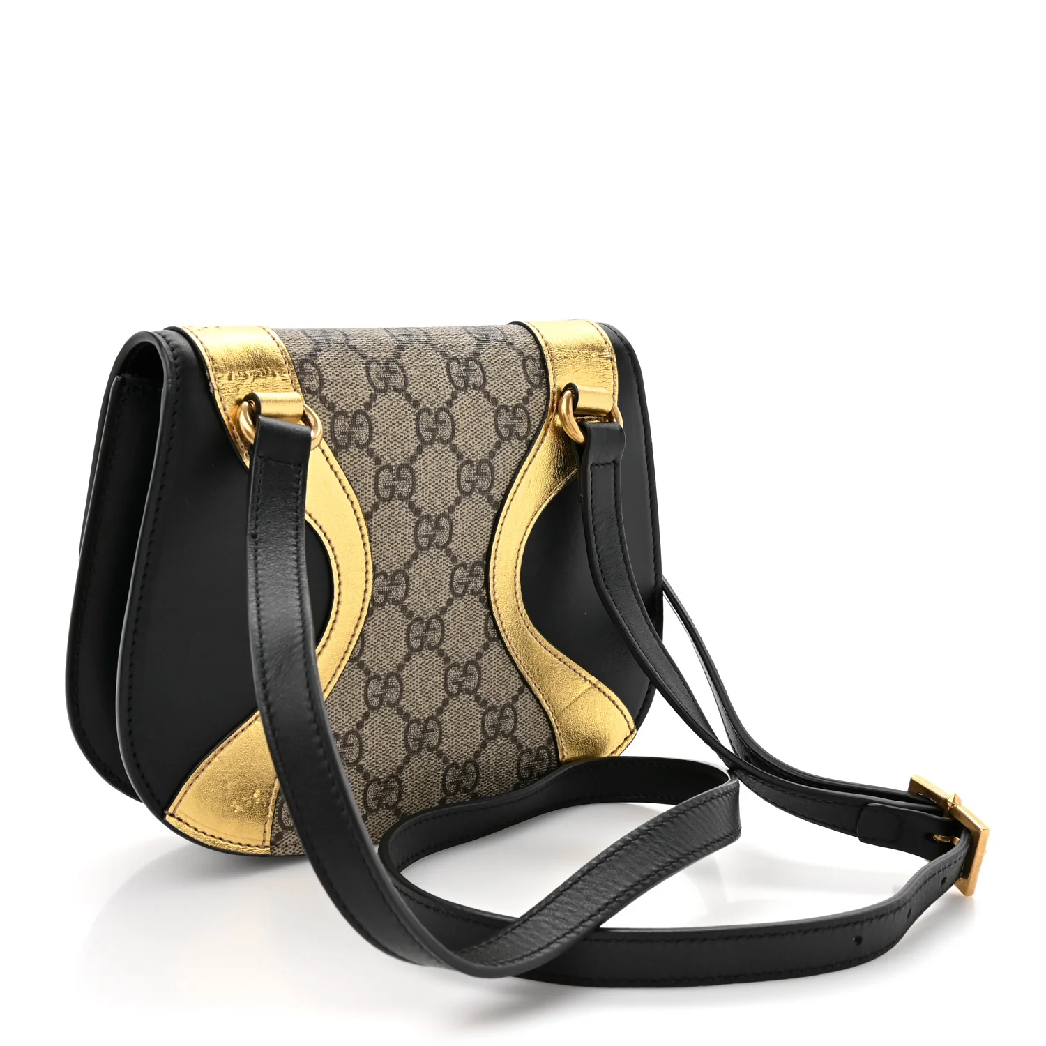 GG Supreme Monogram Small Osiride Shoulder Bag Black Gold - Image 3
