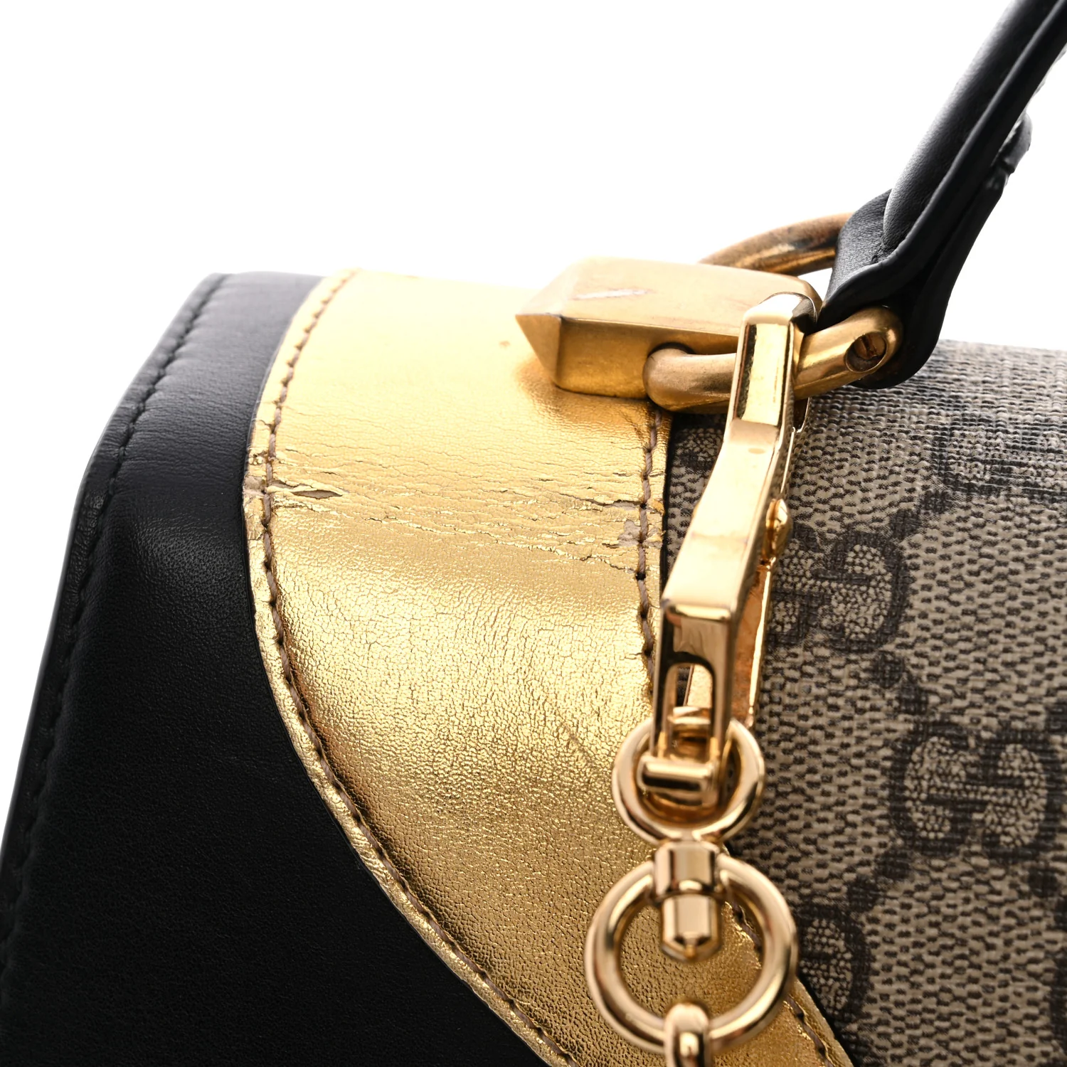 GG Supreme Monogram Small Osiride Top Handle Bag Black Gold - Image 3