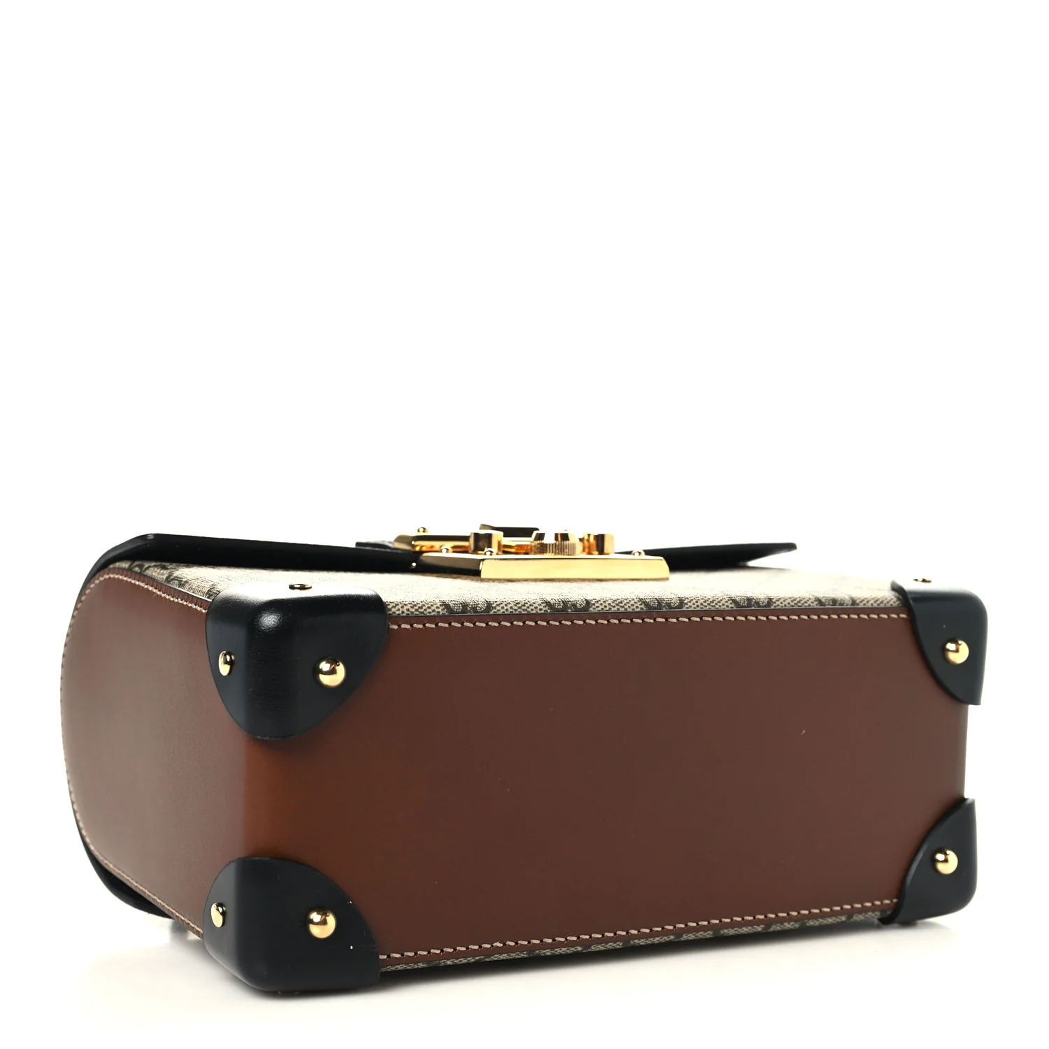 GG Supreme Monogram Small Padlock Bamboo Shoulder Bag Beige Black Cuir - Image 4