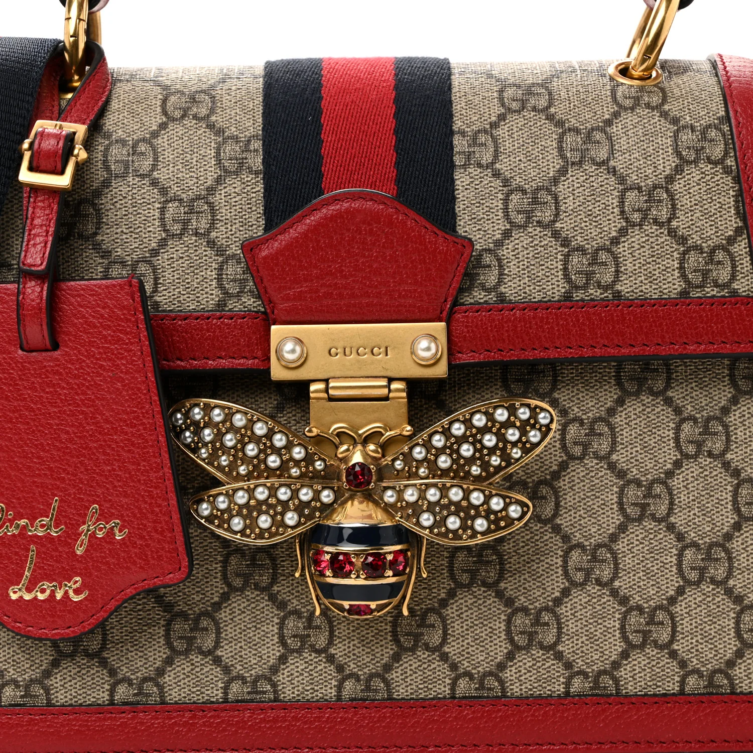 GG Supreme Monogram Small Queen Margaret Top Handle Bag Red - Image 8