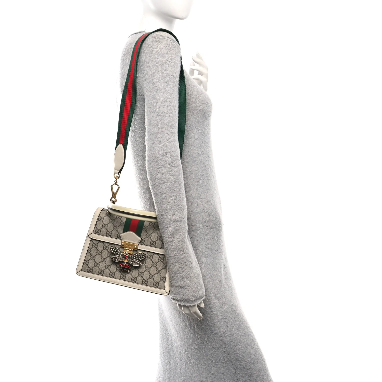 GG Supreme Monogram Small Queen Margaret Top Handle Bag White - Image 2