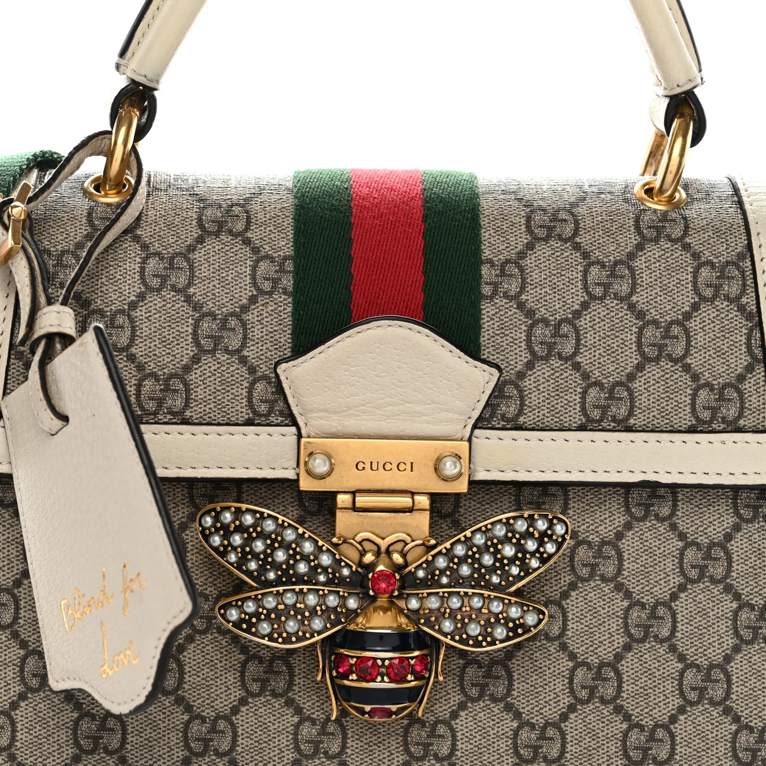 GG Supreme Monogram Small Queen Margaret Top Handle Bag White - Image 9
