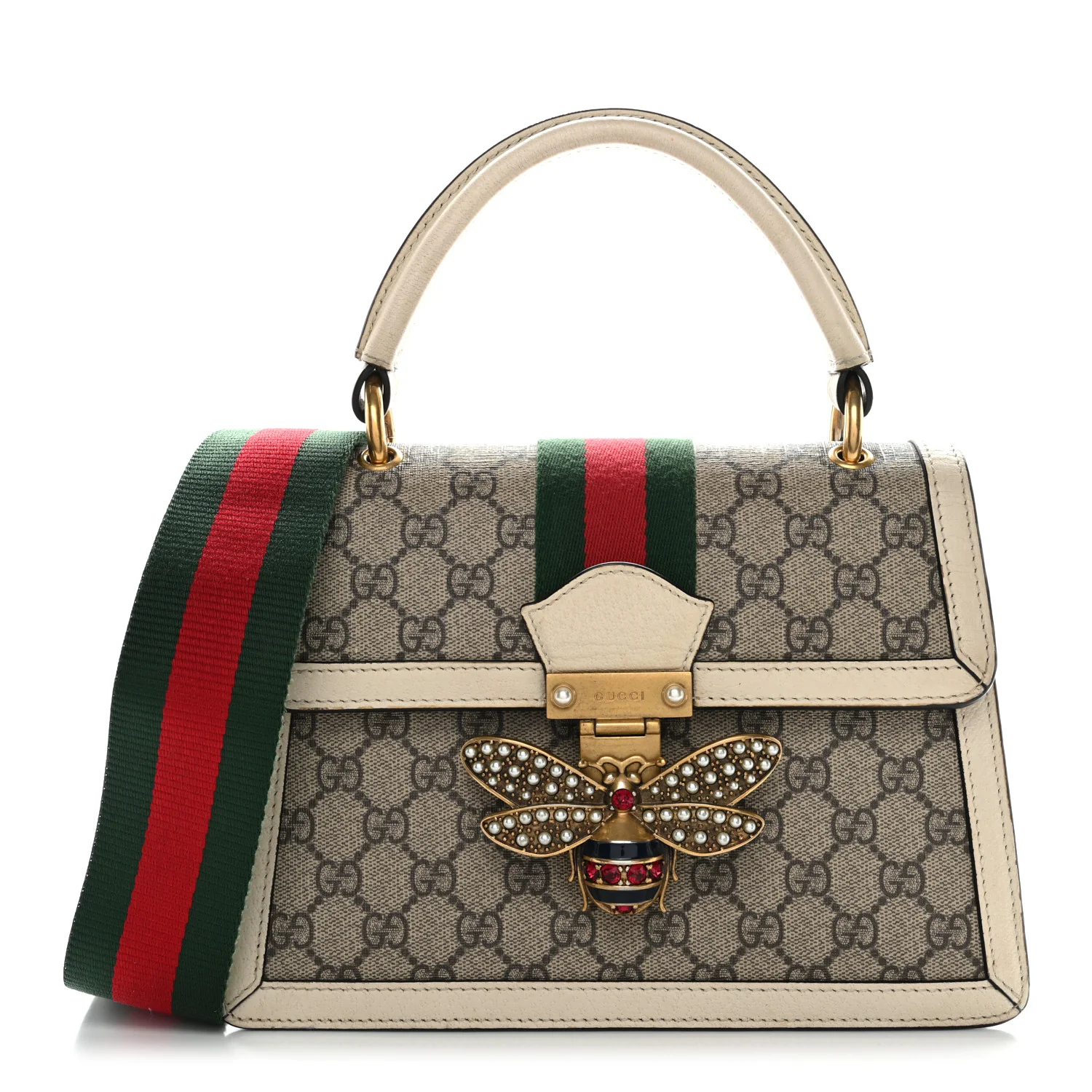 GG Supreme Monogram Small Queen Margaret Top Handle Bag White