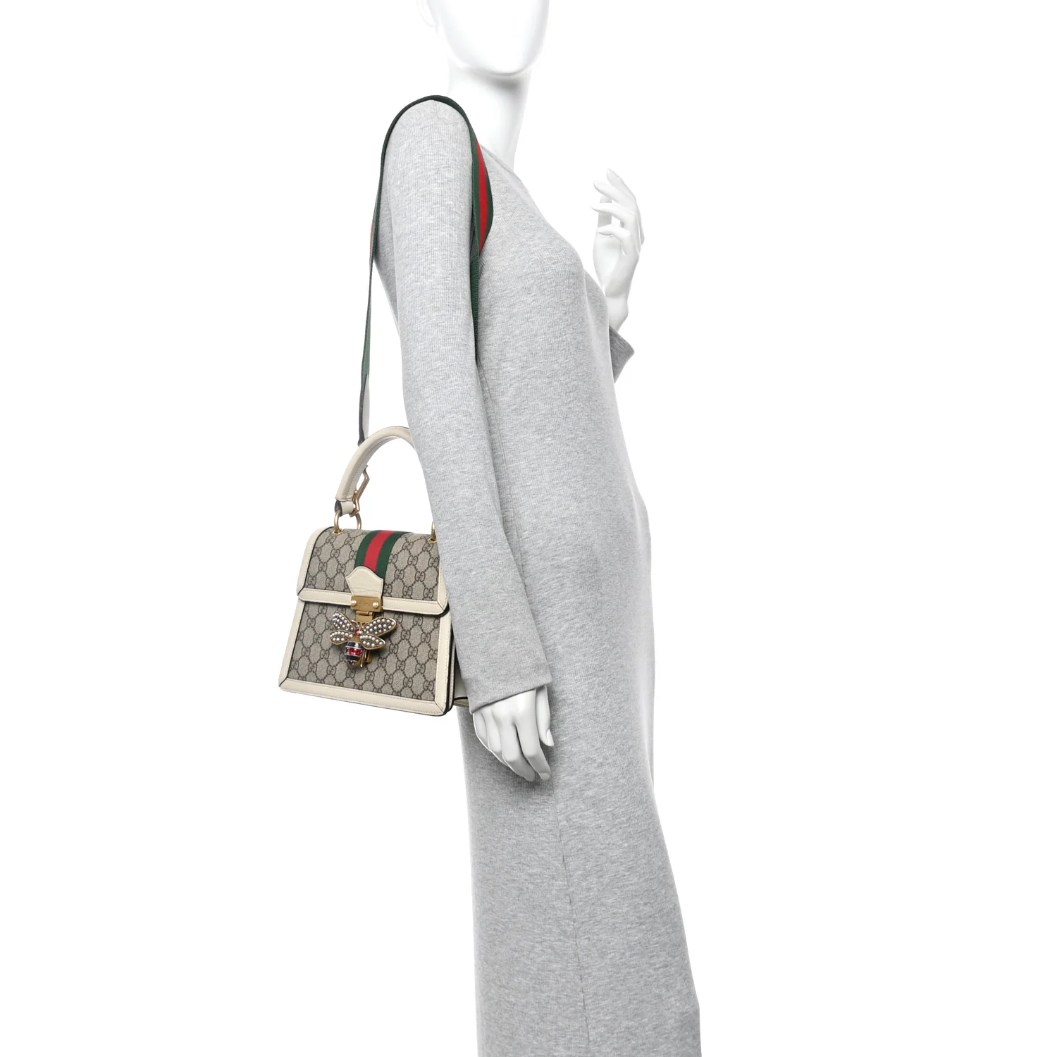 GG Supreme Monogram Small Queen Margaret Top Handle Bag White - Image 2