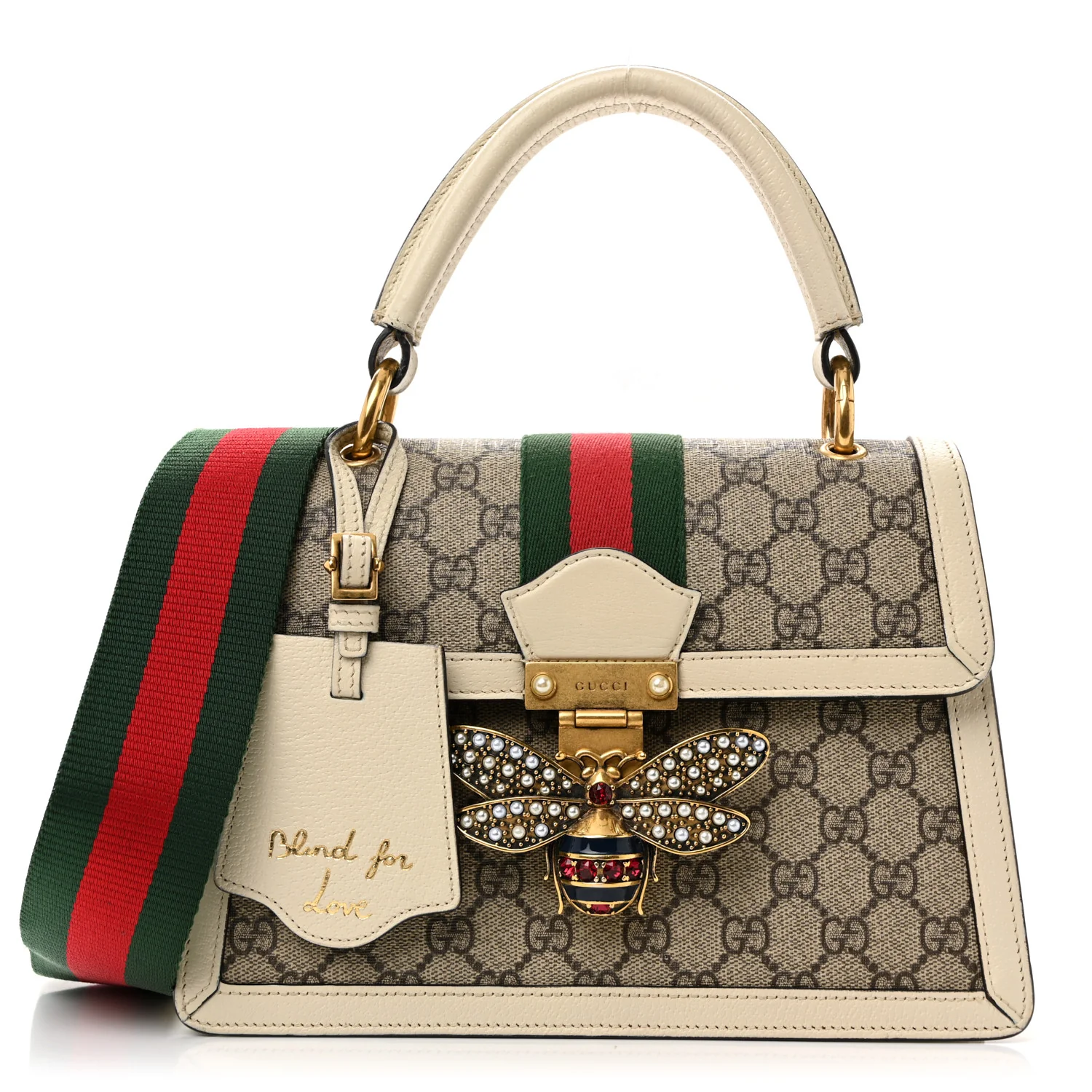 GG Supreme Monogram Small Queen Margaret Top Handle Bag White