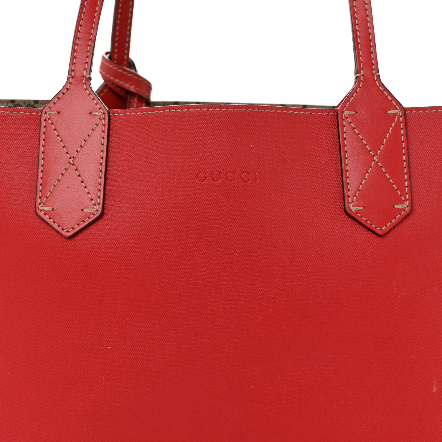 GG Supreme Monogram Small Reversible Tote Beige Red - Image 12