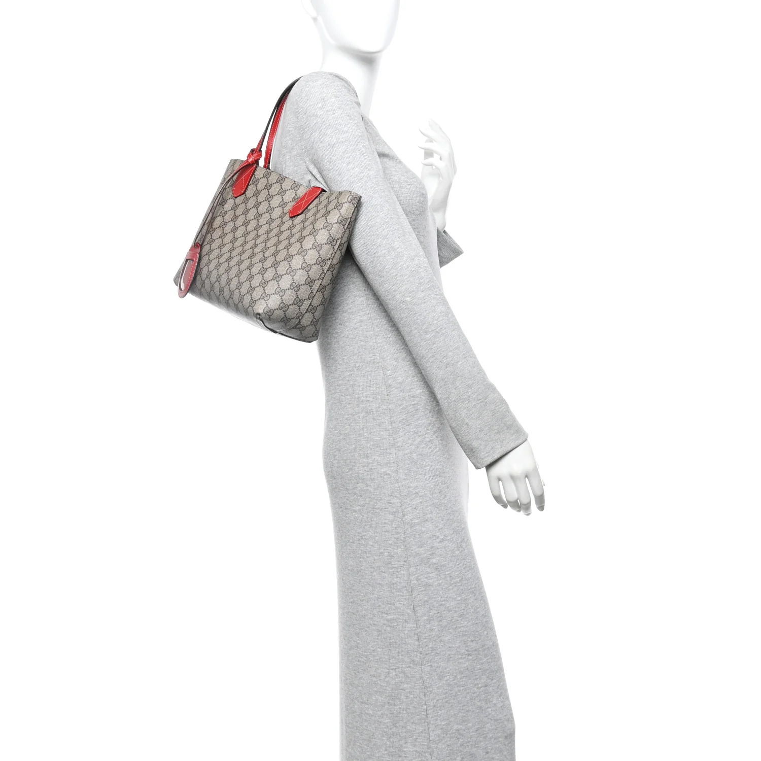 GG Supreme Monogram Small Reversible Tote Beige Red - Image 2