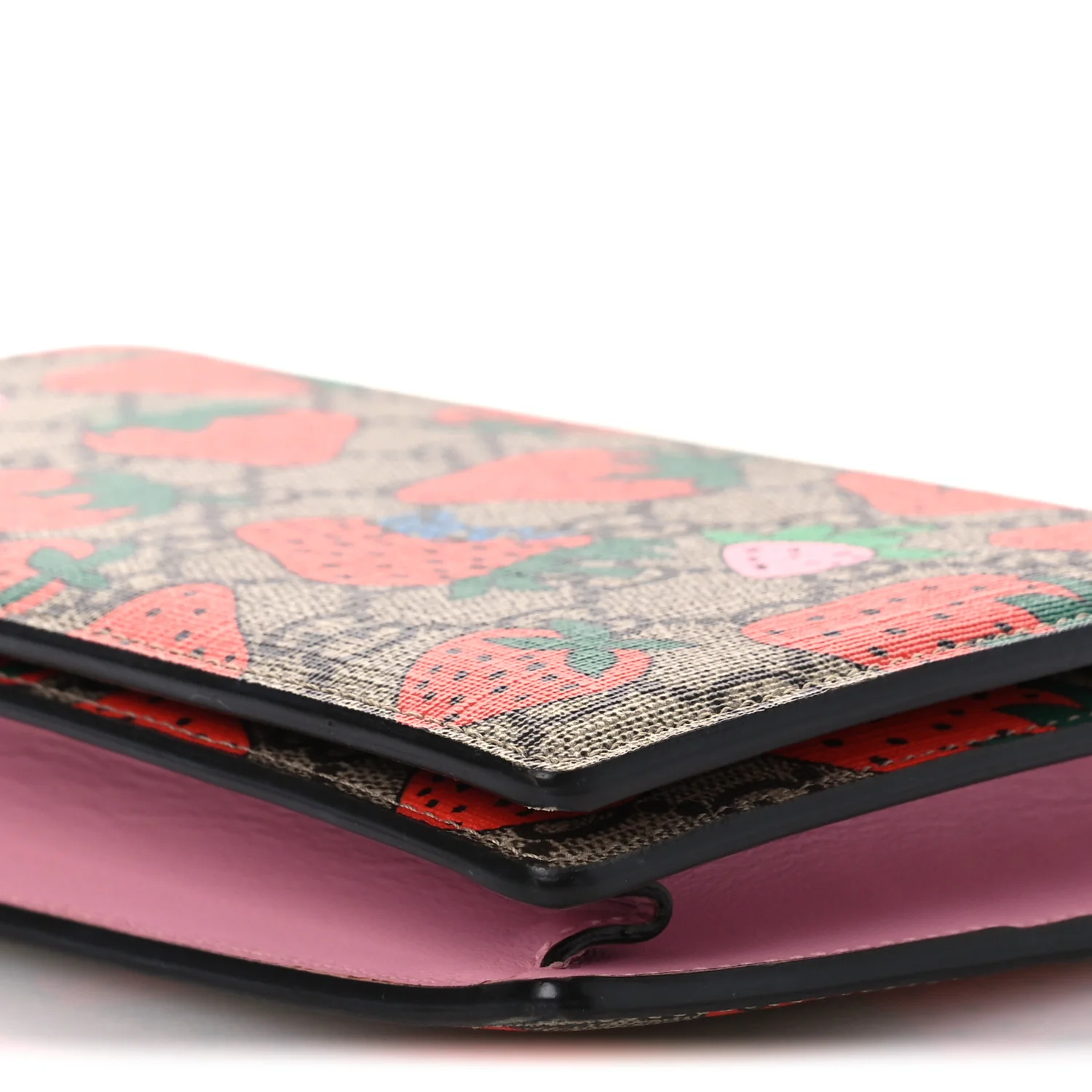 GG Supreme Monogram Strawberry Chain Wallet - Image 9