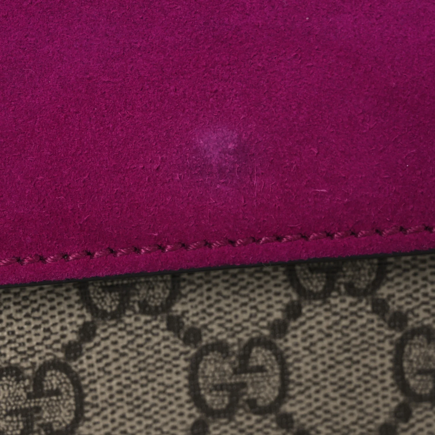 GG Supreme Monogram Suede Crystal Small Dionysus Shoulder Bag Beige Ebony Bright Purple - Image 13