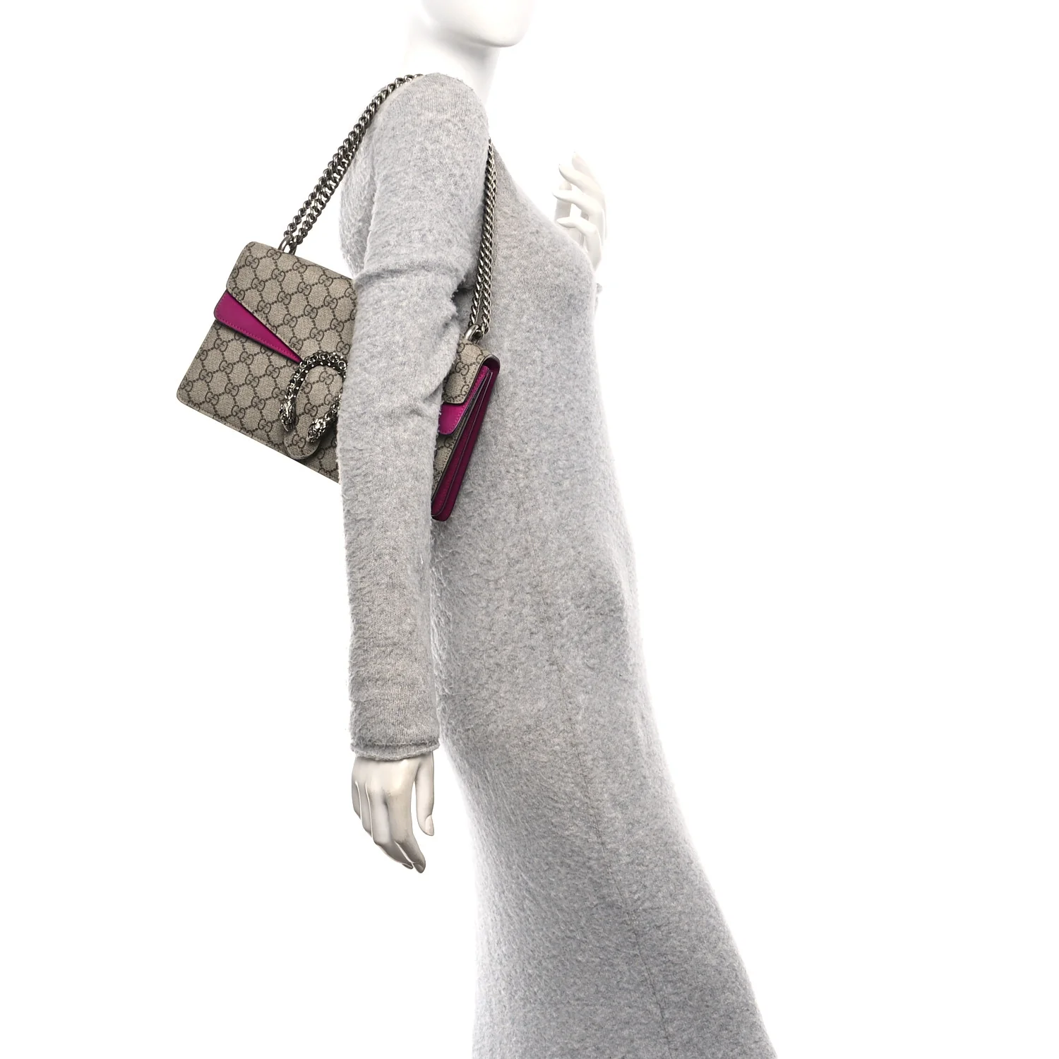 GG Supreme Monogram Suede Crystal Small Dionysus Shoulder Bag Beige Ebony Bright Purple - Image 2