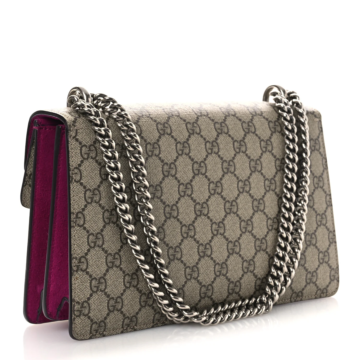 GG Supreme Monogram Suede Crystal Small Dionysus Shoulder Bag Beige Ebony Bright Purple - Image 3