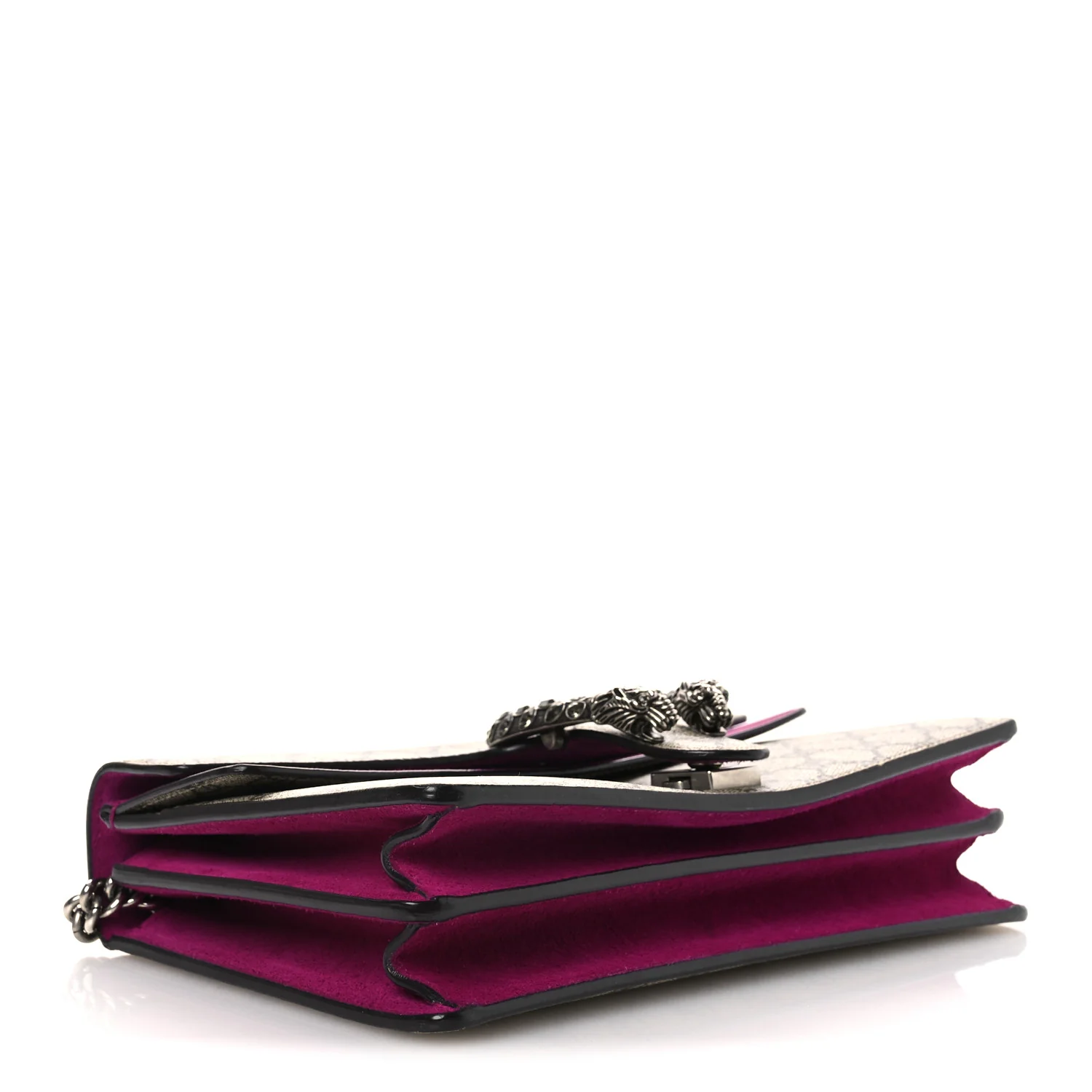 GG Supreme Monogram Suede Crystal Small Dionysus Shoulder Bag Beige Ebony Bright Purple - Image 4