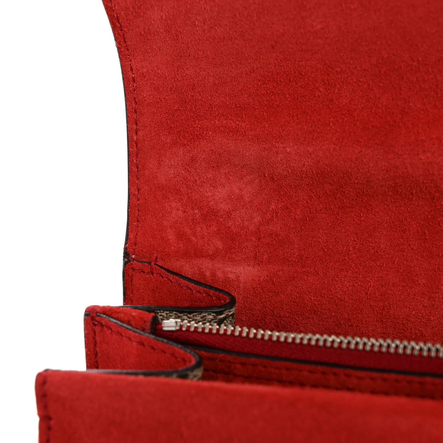GG Supreme Monogram Suede Cudu Medium Dionysus Shoulder Bag Beige Ebony Vulcanic Red - Image 11
