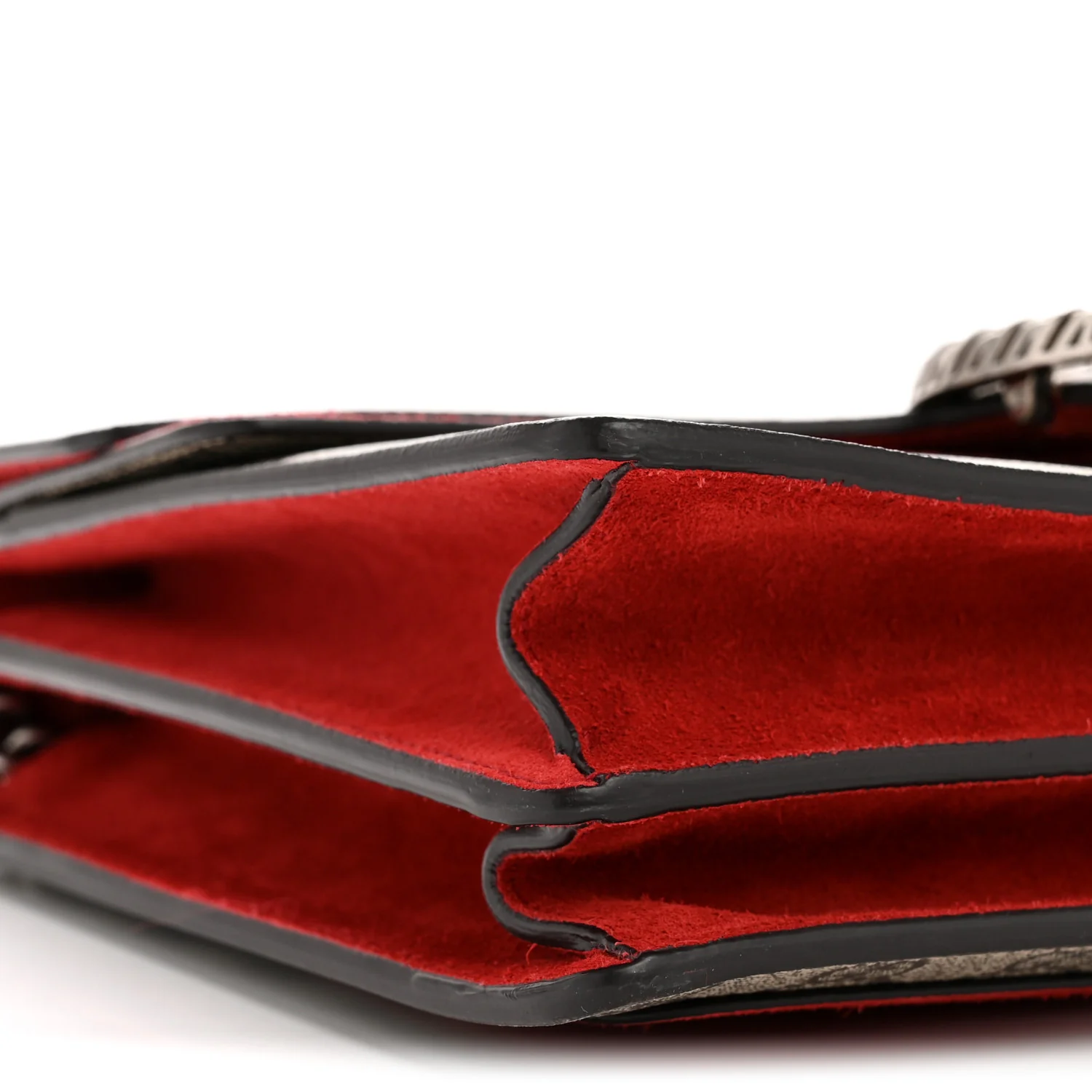 GG Supreme Monogram Suede Cudu Medium Dionysus Shoulder Bag Beige Ebony Vulcanic Red - Image 9