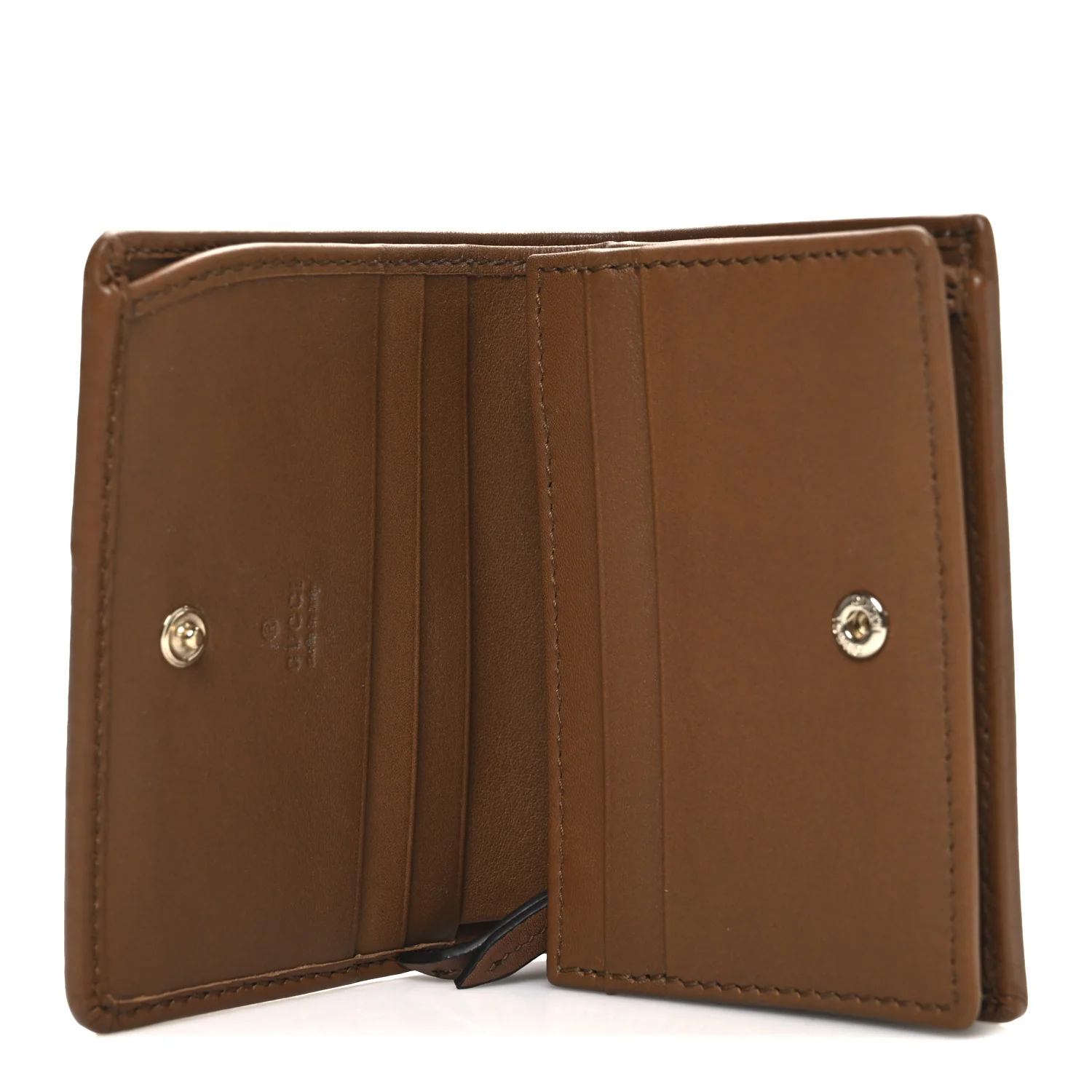 GG Supreme Monogram Textured Calfskin Emblem Mini Wallet Beige Dark Brown - Image 5