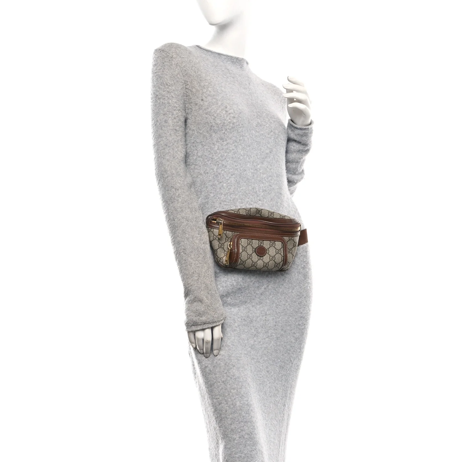 GG Supreme Monogram Textured Calfskin Retro Interlocking G Belt Bag Beige Ebony Brown Sugar - Image 2