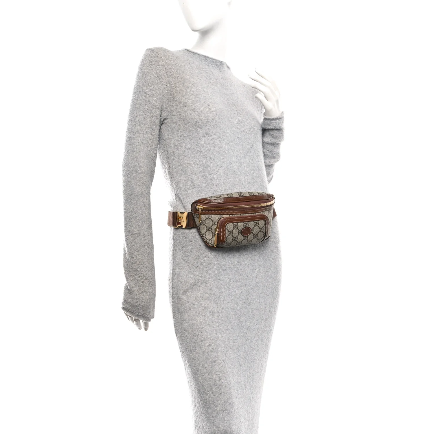 GG Supreme Monogram Textured Calfskin Retro Interlocking G Belt Bag Beige Ebony Brown Sugar - Image 3