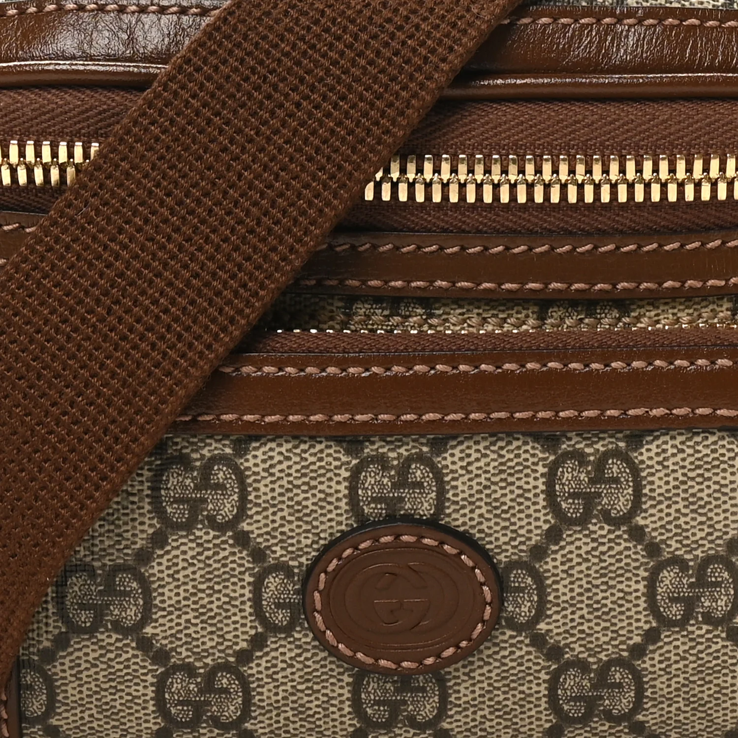 GG Supreme Monogram Textured Calfskin Retro Interlocking G Belt Bag Beige Ebony Brown Sugar - Image 8