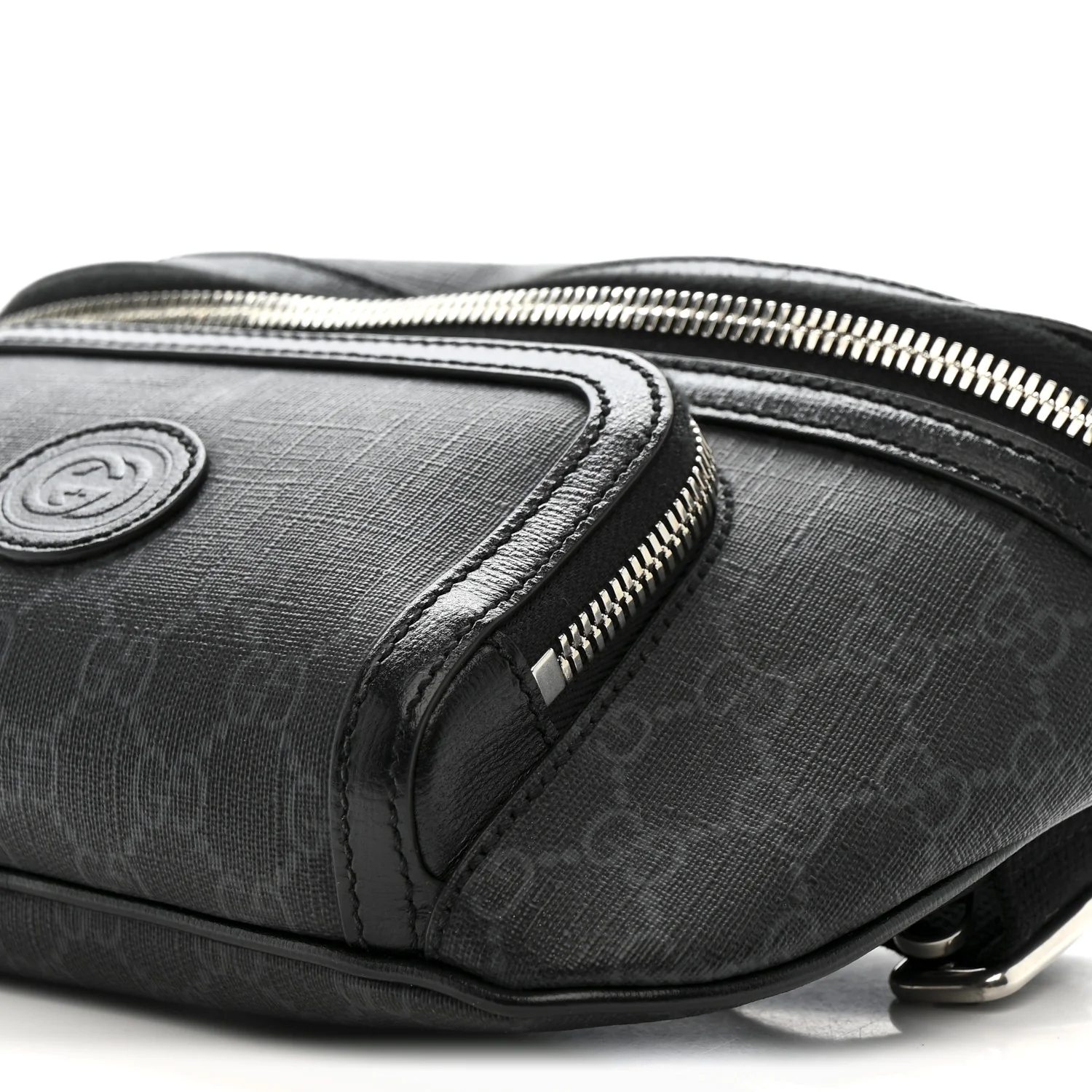 GG Supreme Monogram Textured Calfskin Retro Interlocking G Belt Bag Black - Image 10
