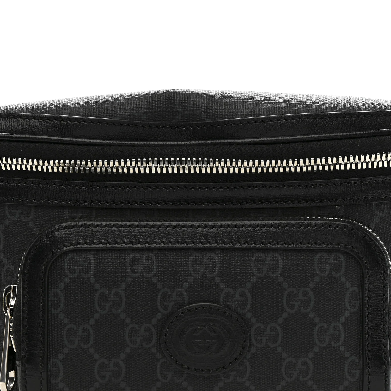 GG Supreme Monogram Textured Calfskin Retro Interlocking G Belt Bag Black - Image 8