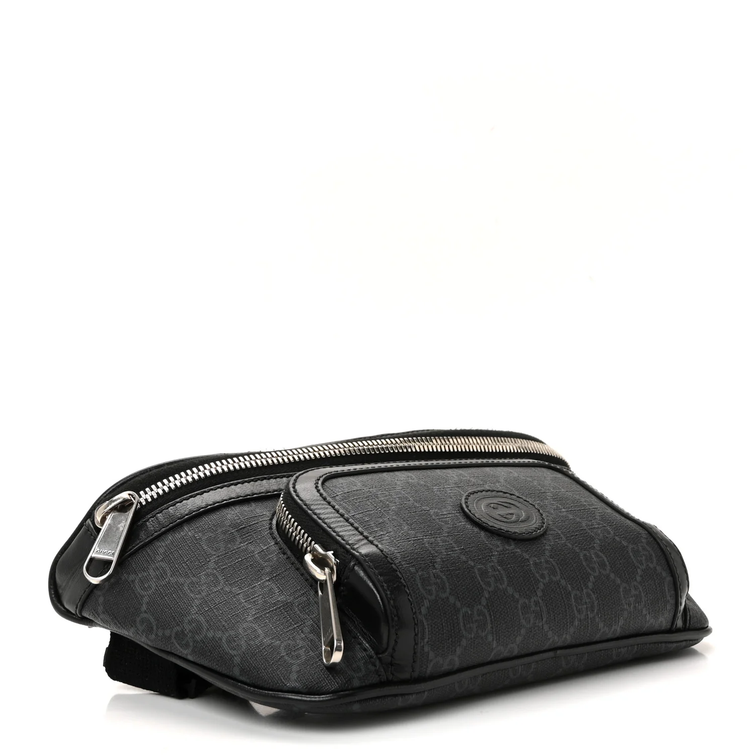 GG Supreme Monogram Textured Calfskin Retro Interlocking G Belt Bag Black - Image 4