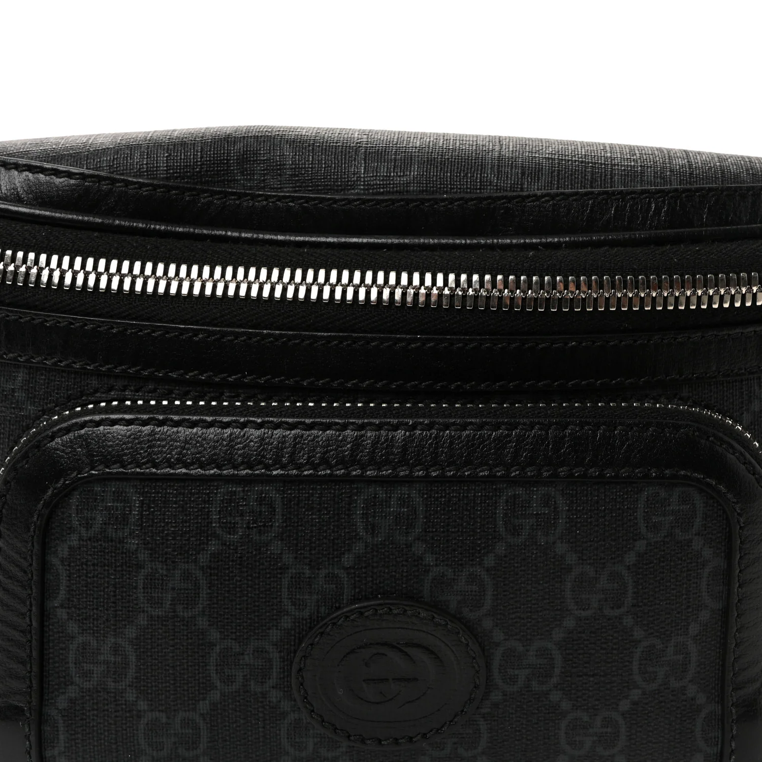 GG Supreme Monogram Textured Calfskin Retro Interlocking G Belt Bag Black - Image 7