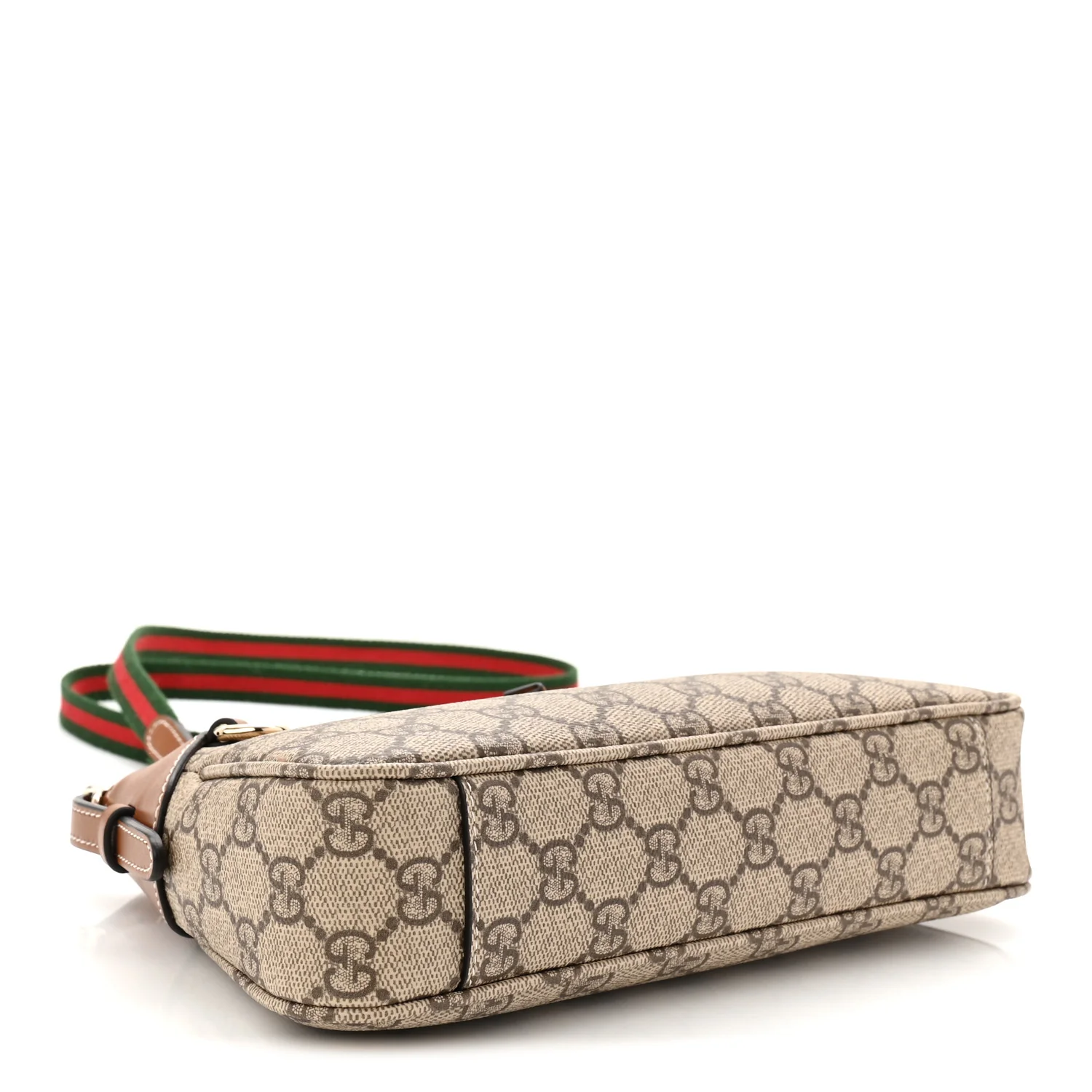 GG Supreme Monogram Textured Calfskin Small Emblem Shoulder Bag Beige Dark Brown - Image 4