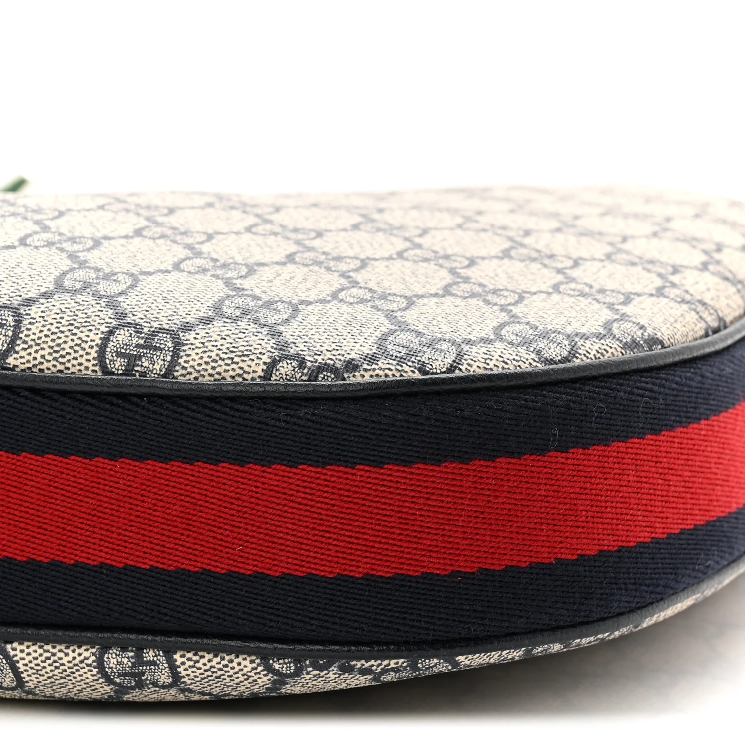 GG Supreme Monogram Textured Calfskin Web Large Attache Shoulder Bag Beige Blue - Image 10