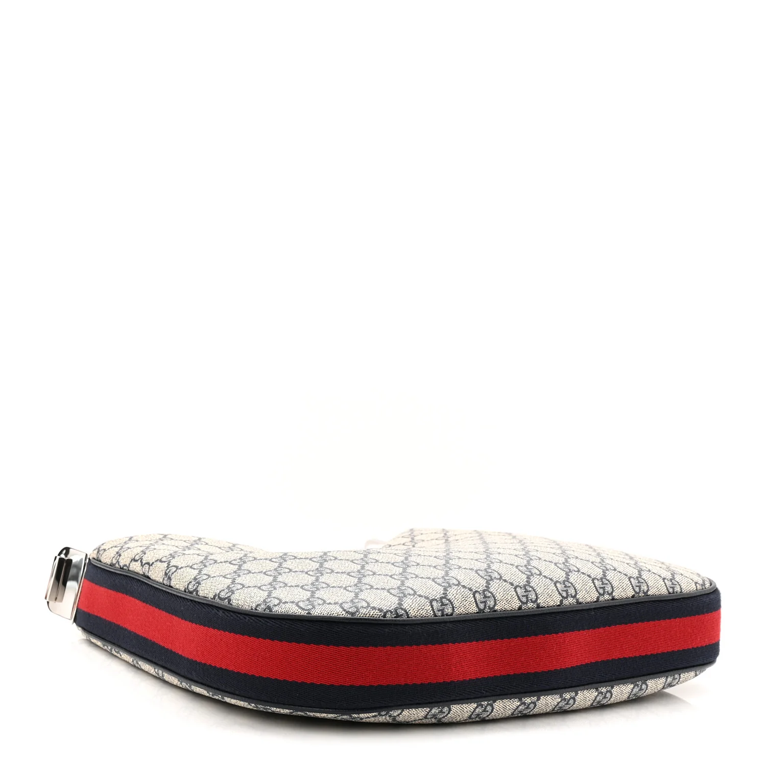 GG Supreme Monogram Textured Calfskin Web Large Attache Shoulder Bag Beige Blue - Image 4