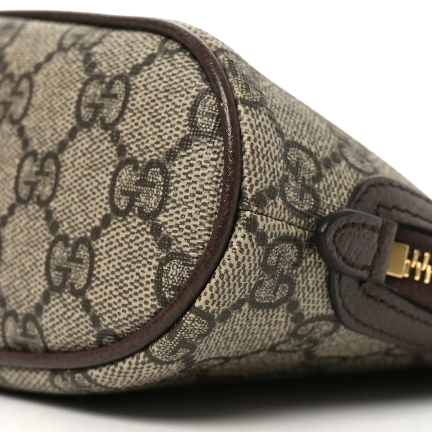 GG Supreme Monogram Textured Calfskin Web Large Ophidia Cosmetic Case Beige Ebony New Acero - Image 10