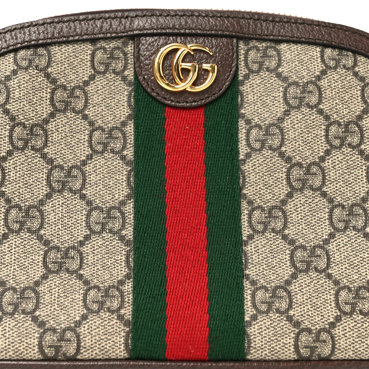 GG Supreme Monogram Textured Calfskin Web Large Ophidia Cosmetic Case Beige Ebony New Acero - Image 8