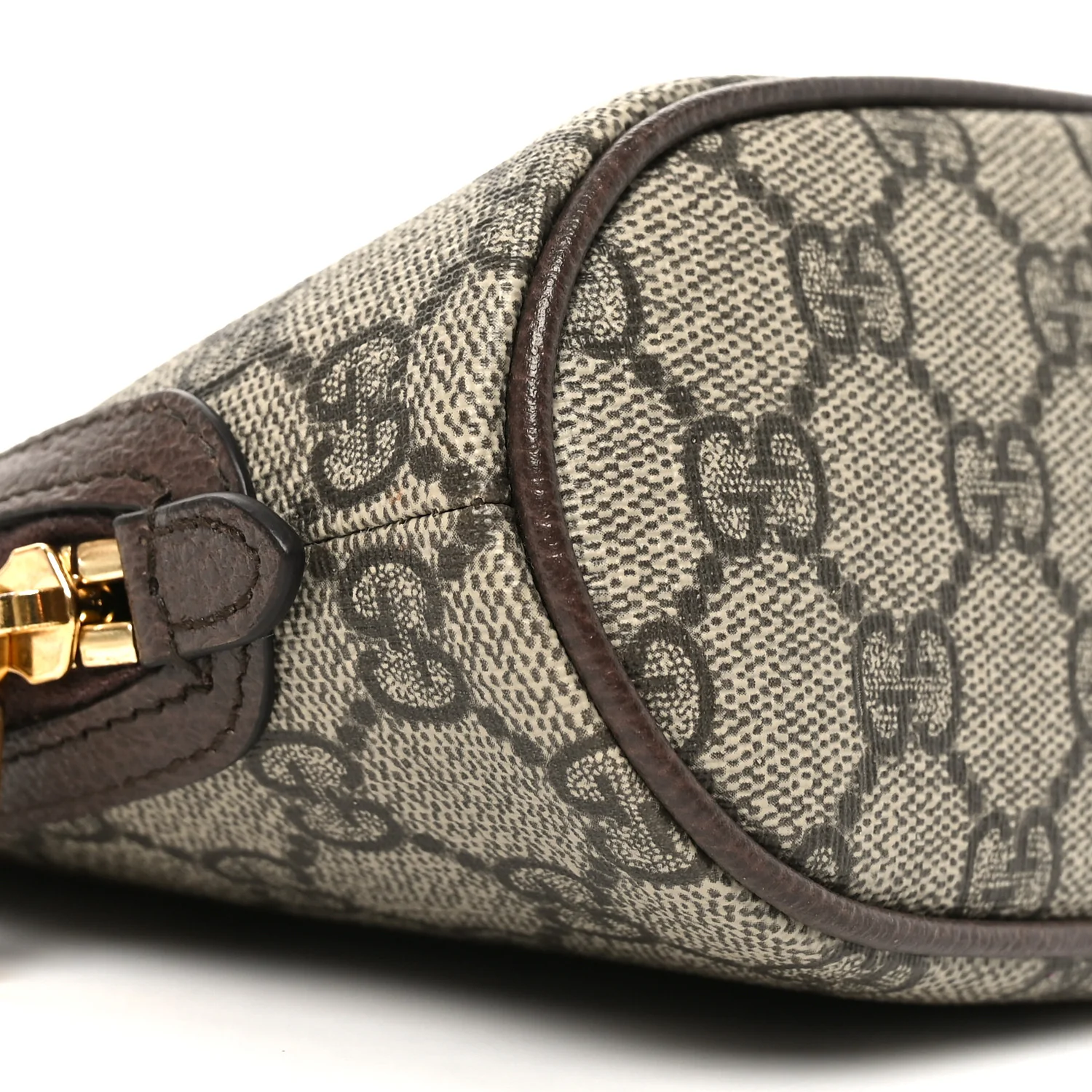 GG Supreme Monogram Textured Calfskin Web Large Ophidia Cosmetic Case Beige Ebony New Acero - Image 9