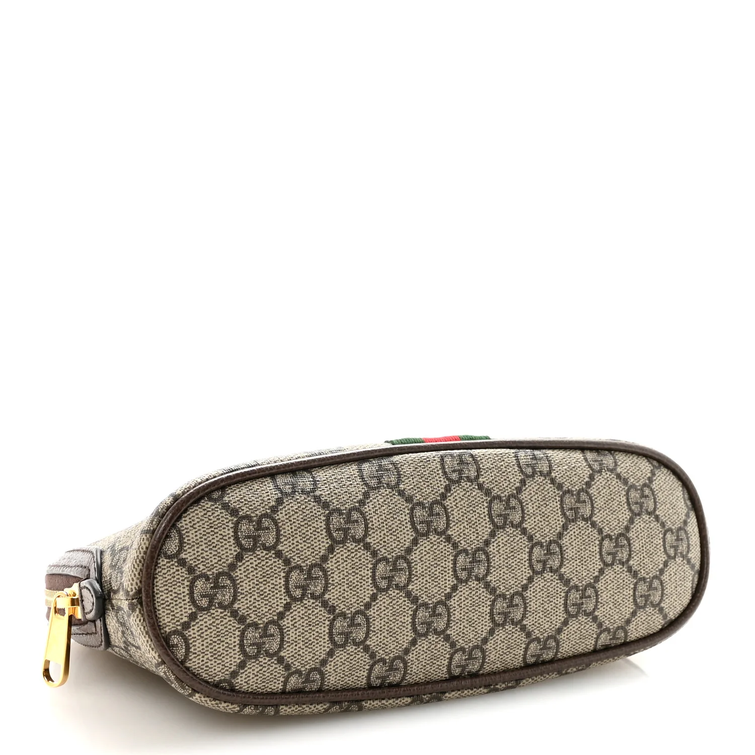 GG Supreme Monogram Textured Calfskin Web Large Ophidia Cosmetic Case Beige Ebony New Acero - Image 4