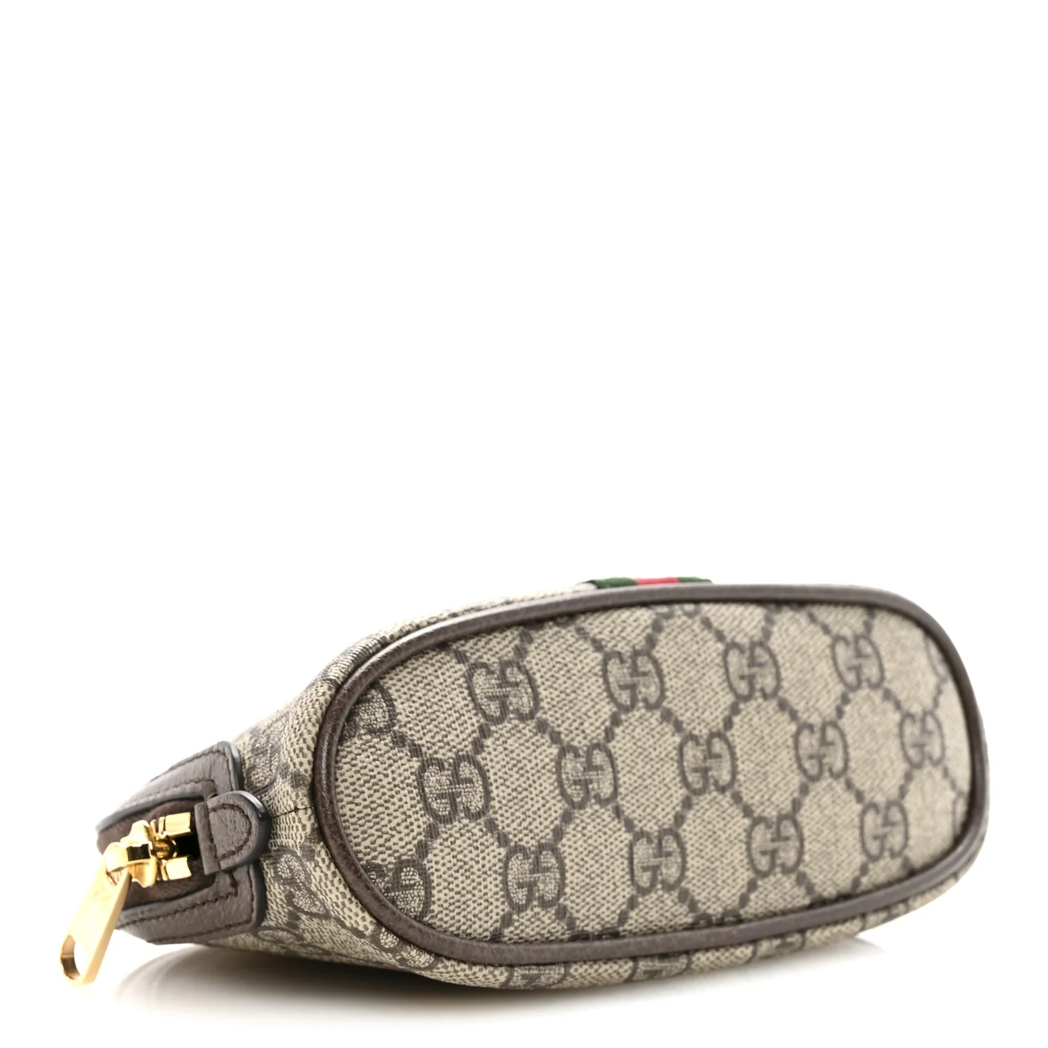 GG Supreme Monogram Textured Calfskin Web Medium Ophidia Cosmetic Case Beige Ebony New Acero - Image 4