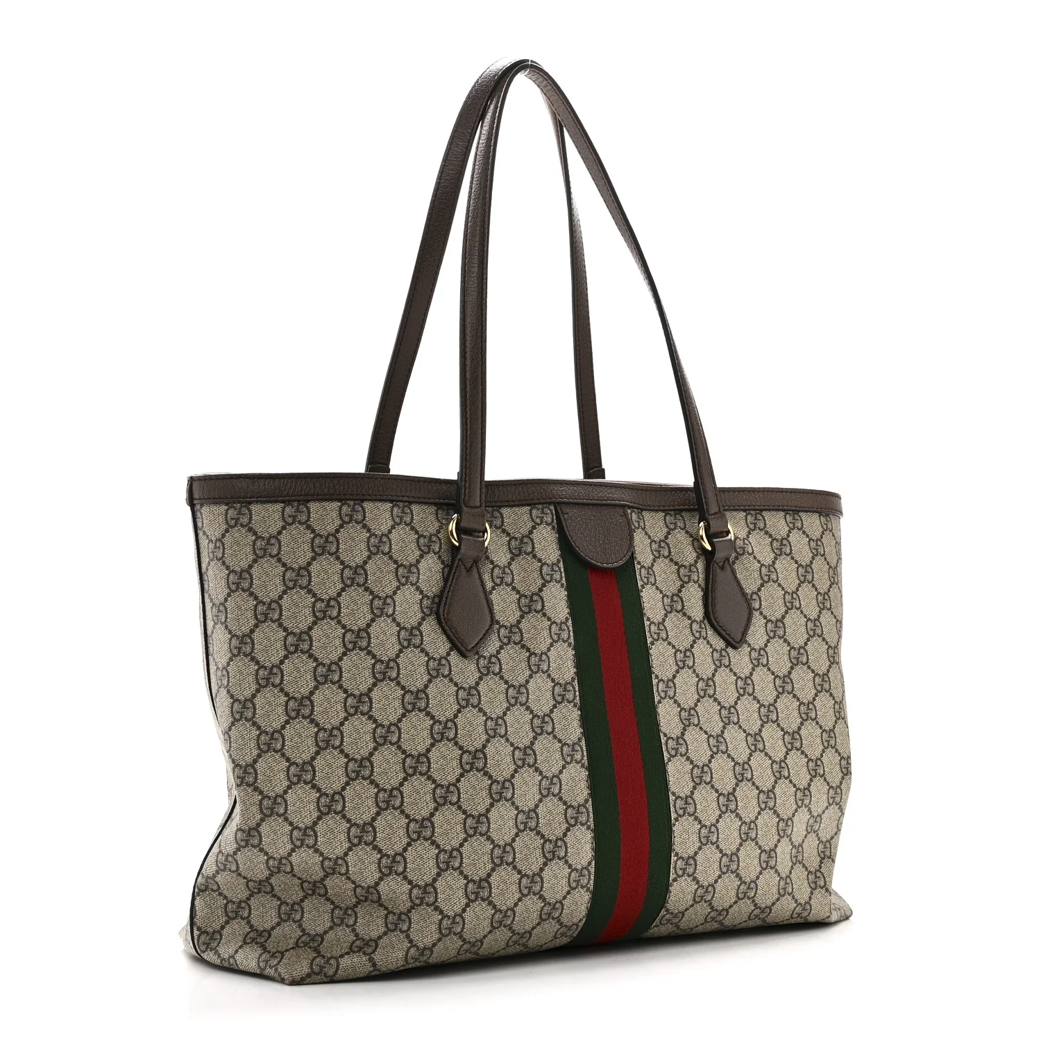 GG Supreme Monogram Textured Calfskin Web Medium Ophidia Shopping Tote Beige Ebony New Acero - Image 3