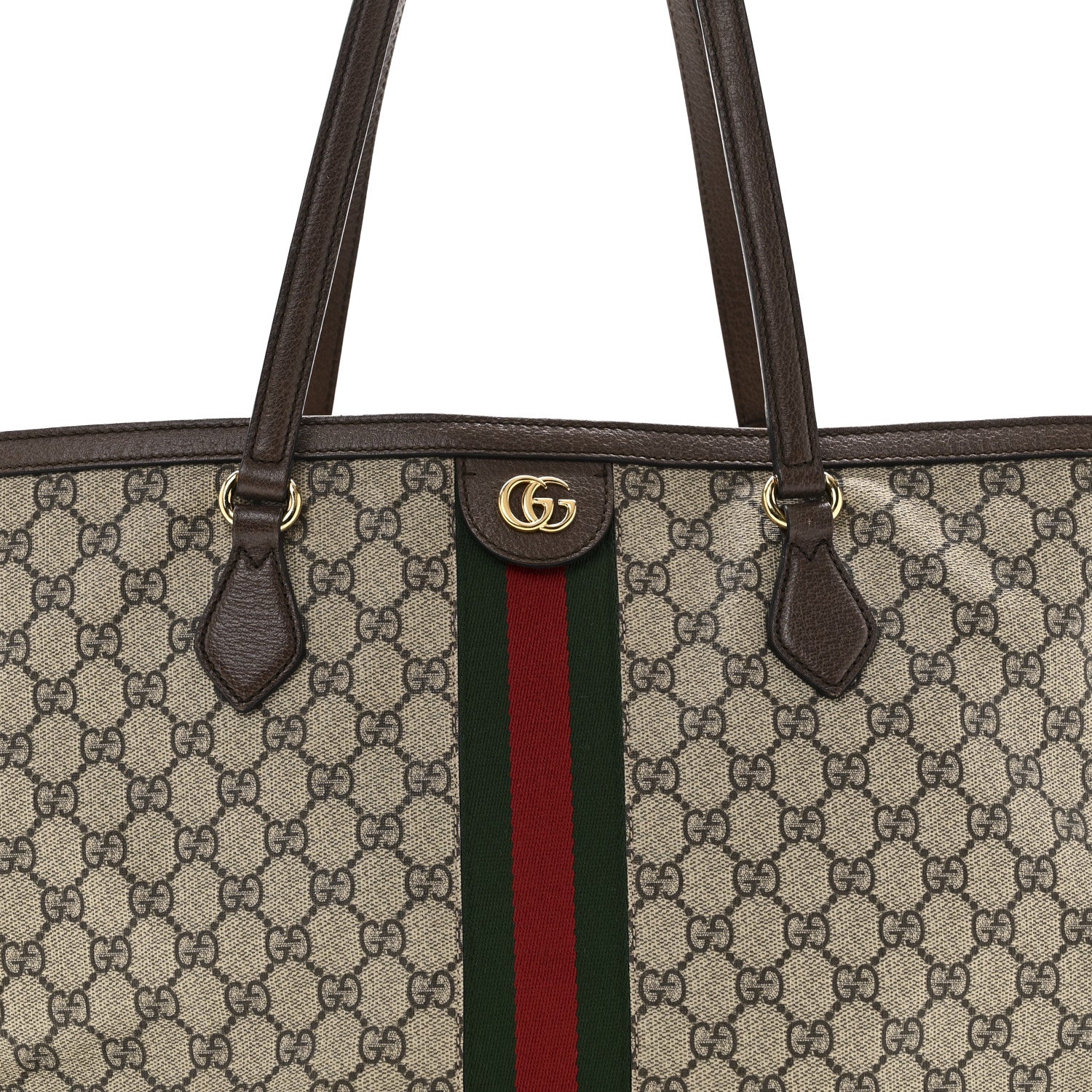 GG Supreme Monogram Textured Calfskin Web Medium Ophidia Shopping Tote Beige Ebony New Acero - Image 8