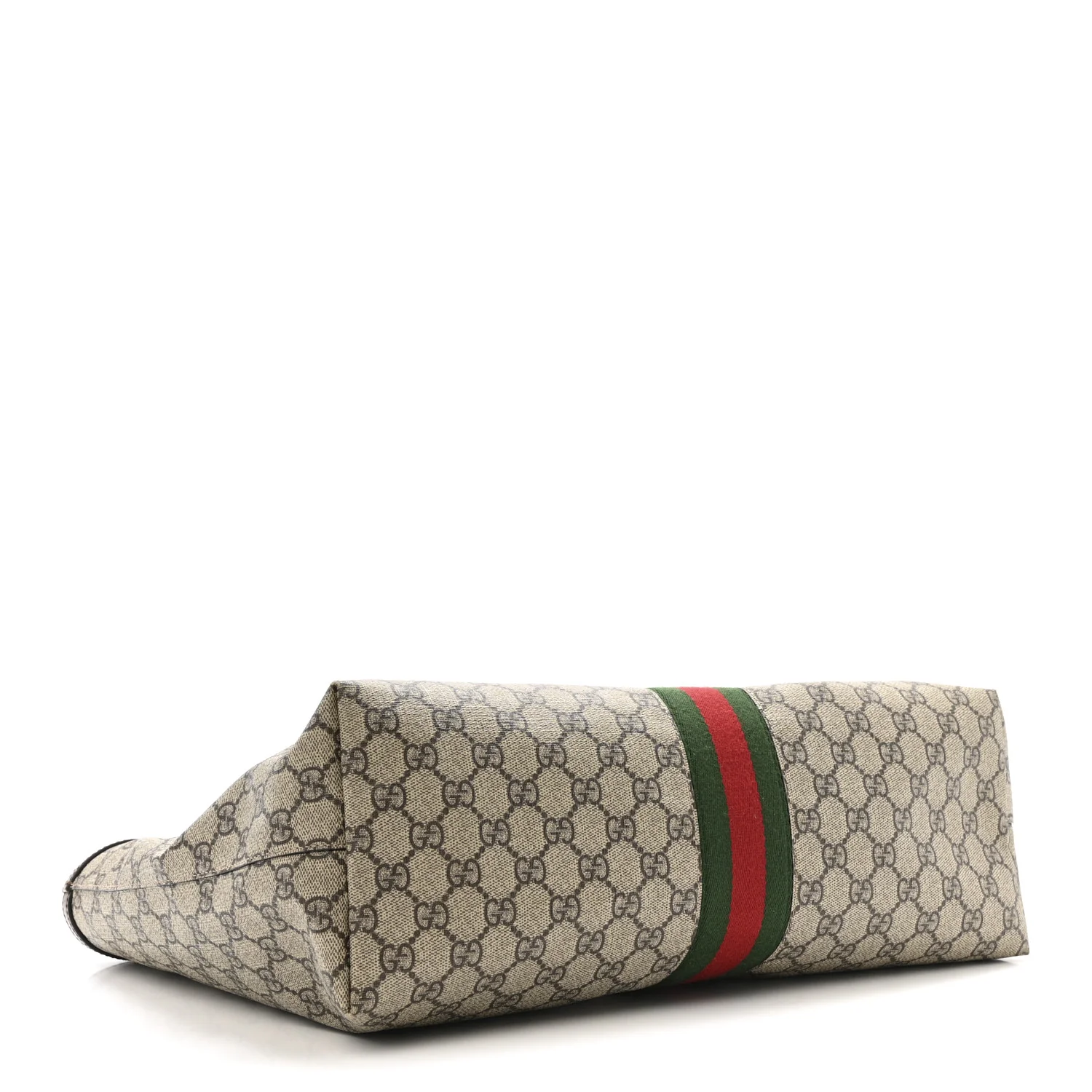 GG Supreme Monogram Textured Calfskin Web Medium Ophidia Shopping Tote Beige Ebony New Acero - Image 4