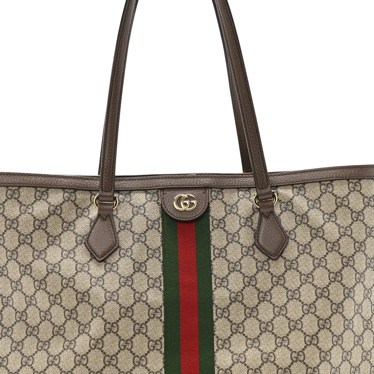 GG Supreme Monogram Textured Calfskin Web Medium Ophidia Shopping Tote Beige Ebony New Acero - Image 8
