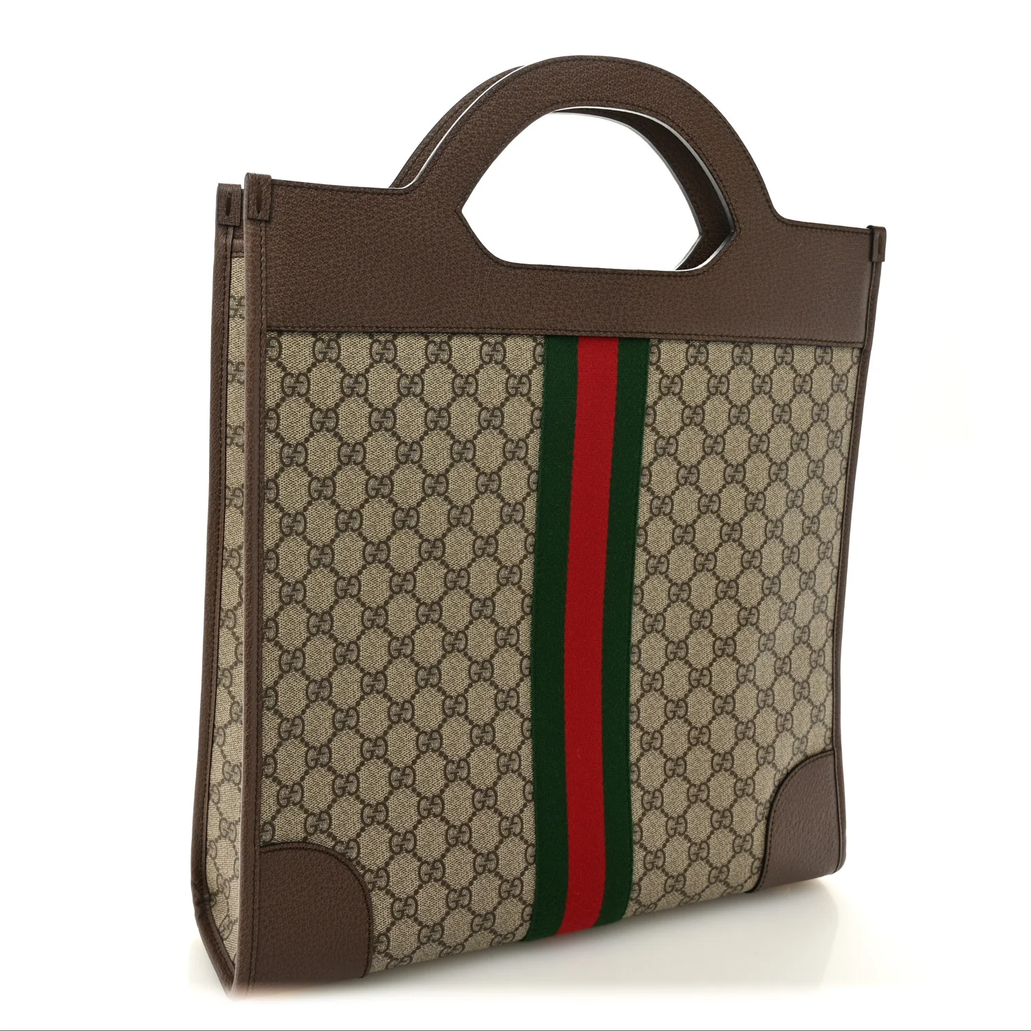 GG Supreme Monogram Textured Calfskin Web Medium Ophidia Slip Handle Tote Beige Ebony New Acero - Image 3