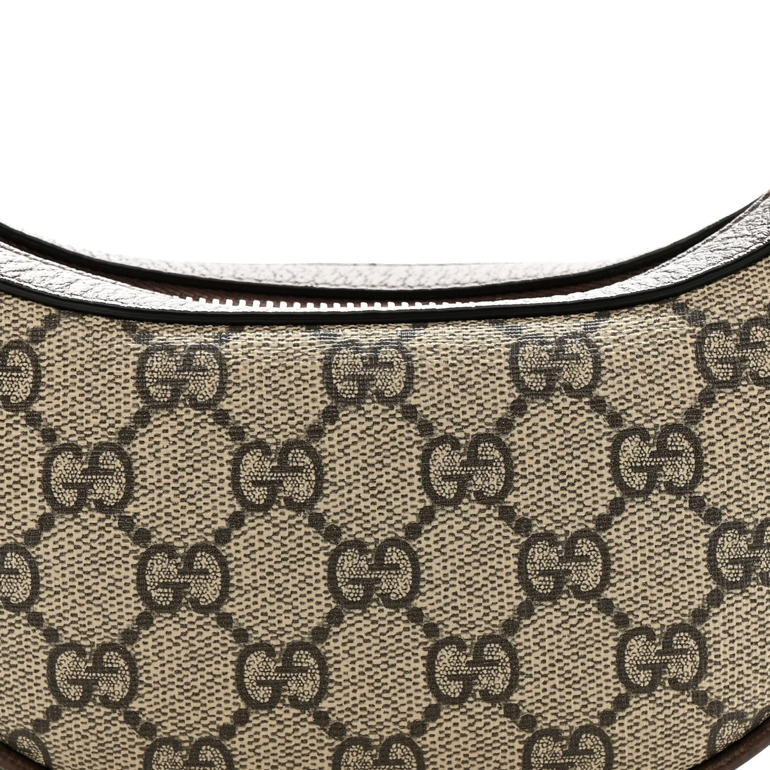 GG Supreme Monogram Textured Calfskin Web Mini Ophidia Half Moon Hobo Beige Ebony New Acero - Image 8