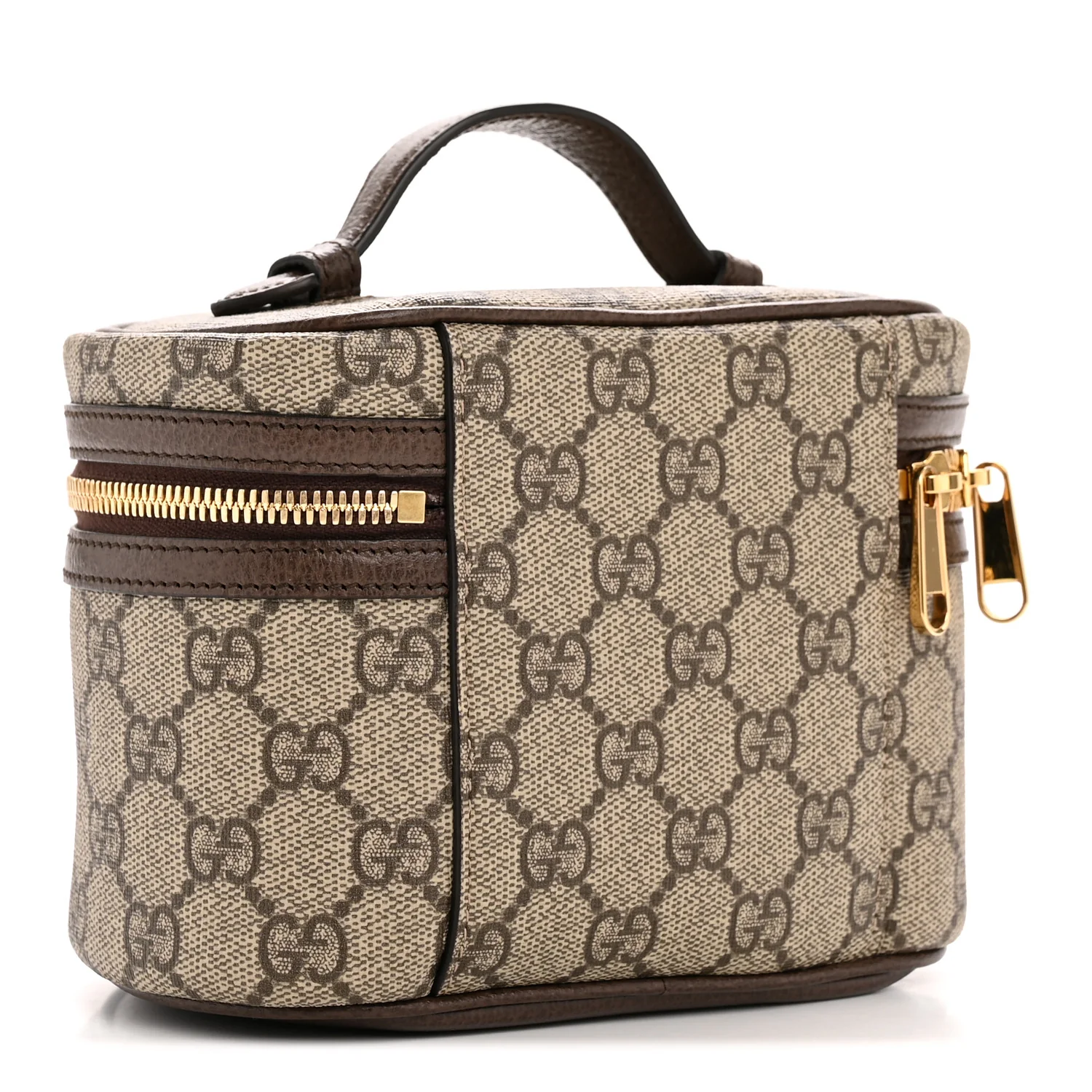 GG Supreme Monogram Textured Calfskin Web Ophidia Vanity Cosmetic Case Beige Ebony New Acero - Image 3