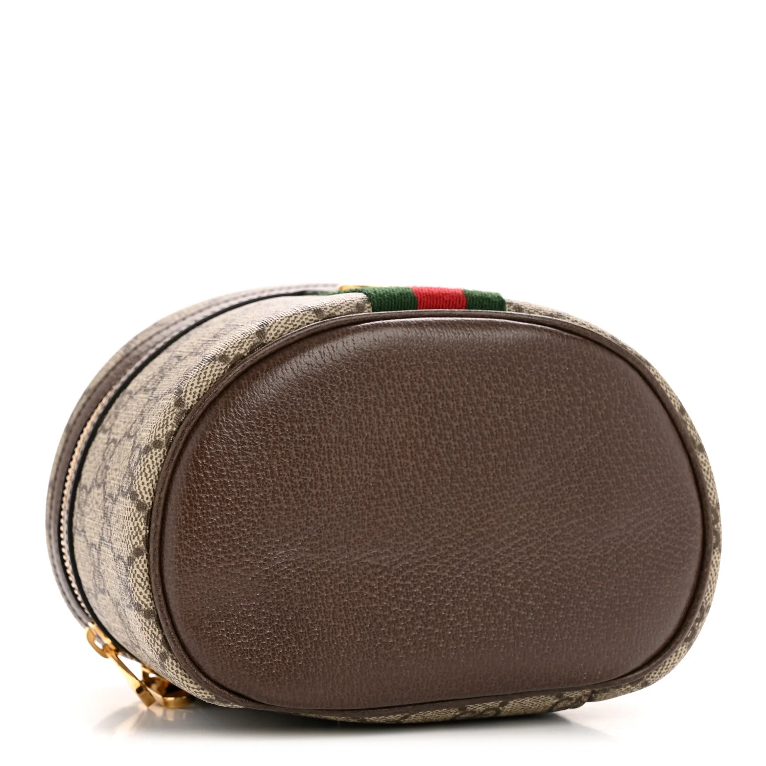 GG Supreme Monogram Textured Calfskin Web Ophidia Vanity Cosmetic Case Beige Ebony New Acero - Image 4
