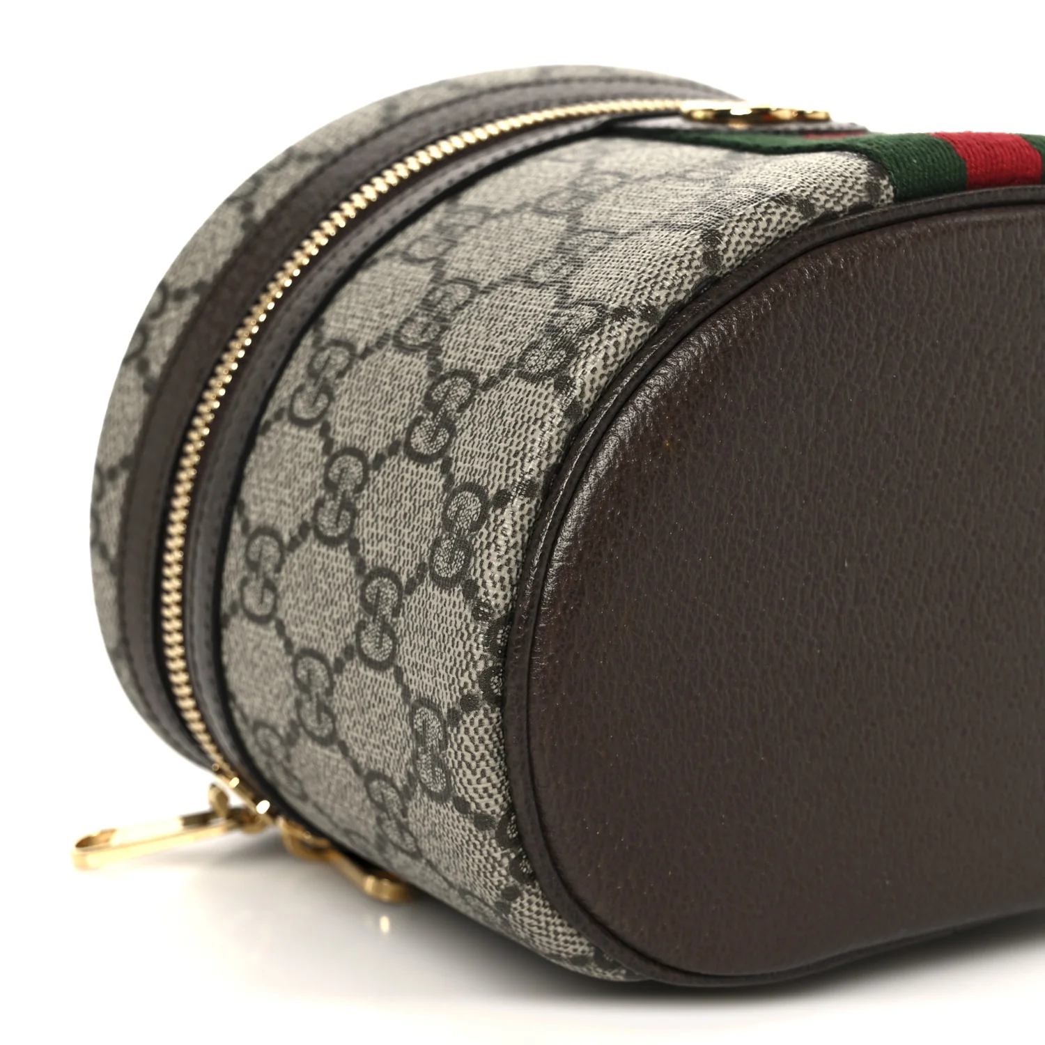 GG Supreme Monogram Textured Calfskin Web Ophidia Vanity Cosmetic Case Beige Ebony New Acero - Image 10