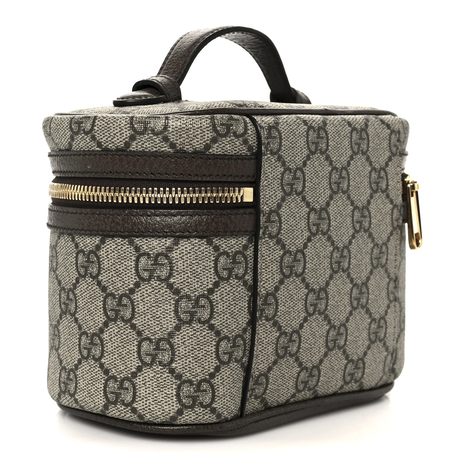GG Supreme Monogram Textured Calfskin Web Ophidia Vanity Cosmetic Case Beige Ebony New Acero - Image 3
