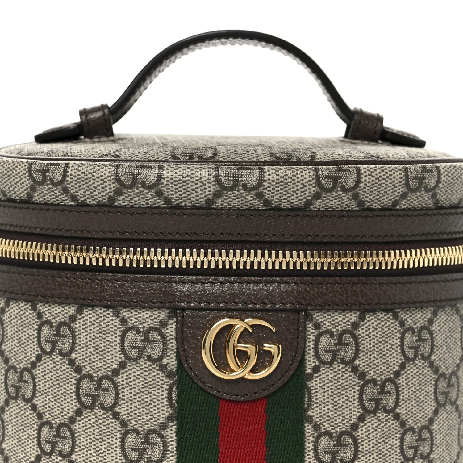 GG Supreme Monogram Textured Calfskin Web Ophidia Vanity Cosmetic Case Beige Ebony New Acero - Image 9