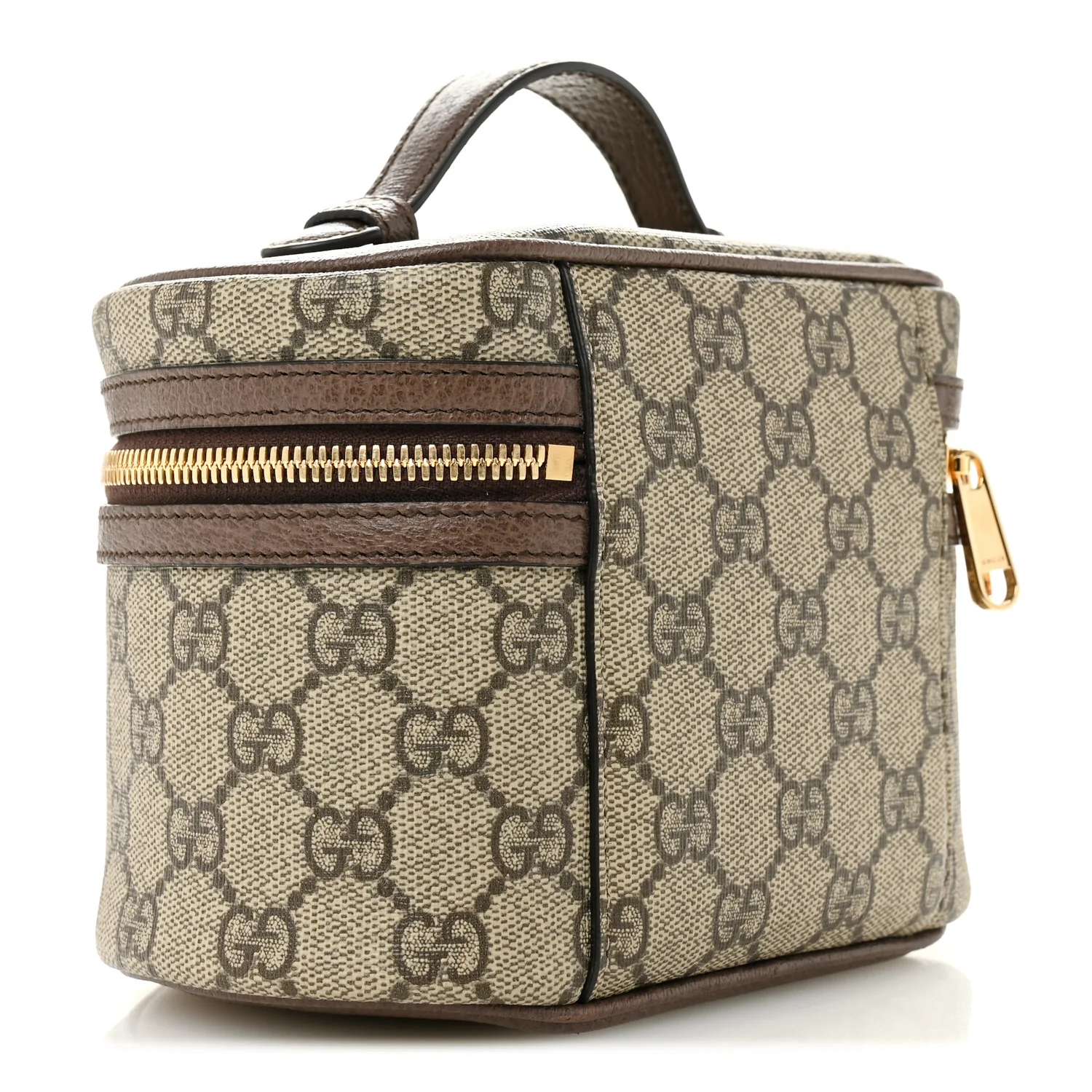 GG Supreme Monogram Textured Calfskin Web Ophidia Vanity Cosmetic Case Beige Ebony New Acero - Image 3