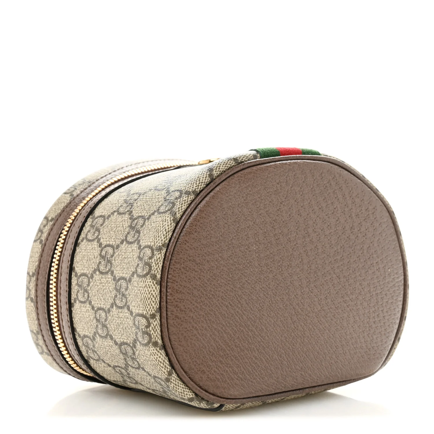 GG Supreme Monogram Textured Calfskin Web Ophidia Vanity Cosmetic Case Beige Ebony New Acero - Image 4